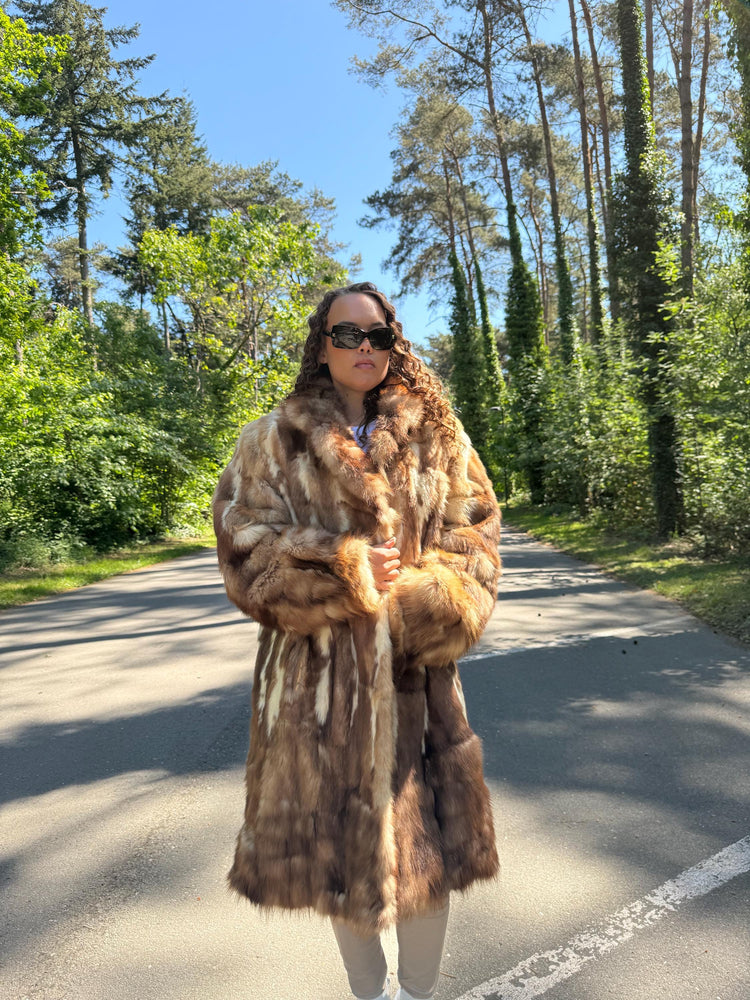 Marten Fur Coat, XXL Size, Long Fur Coat, Real Fur Coat, Vintage Fur Coat, Real Marten Fur, Brown Fur Coat, Pastel Fur Coat, Women's Coat