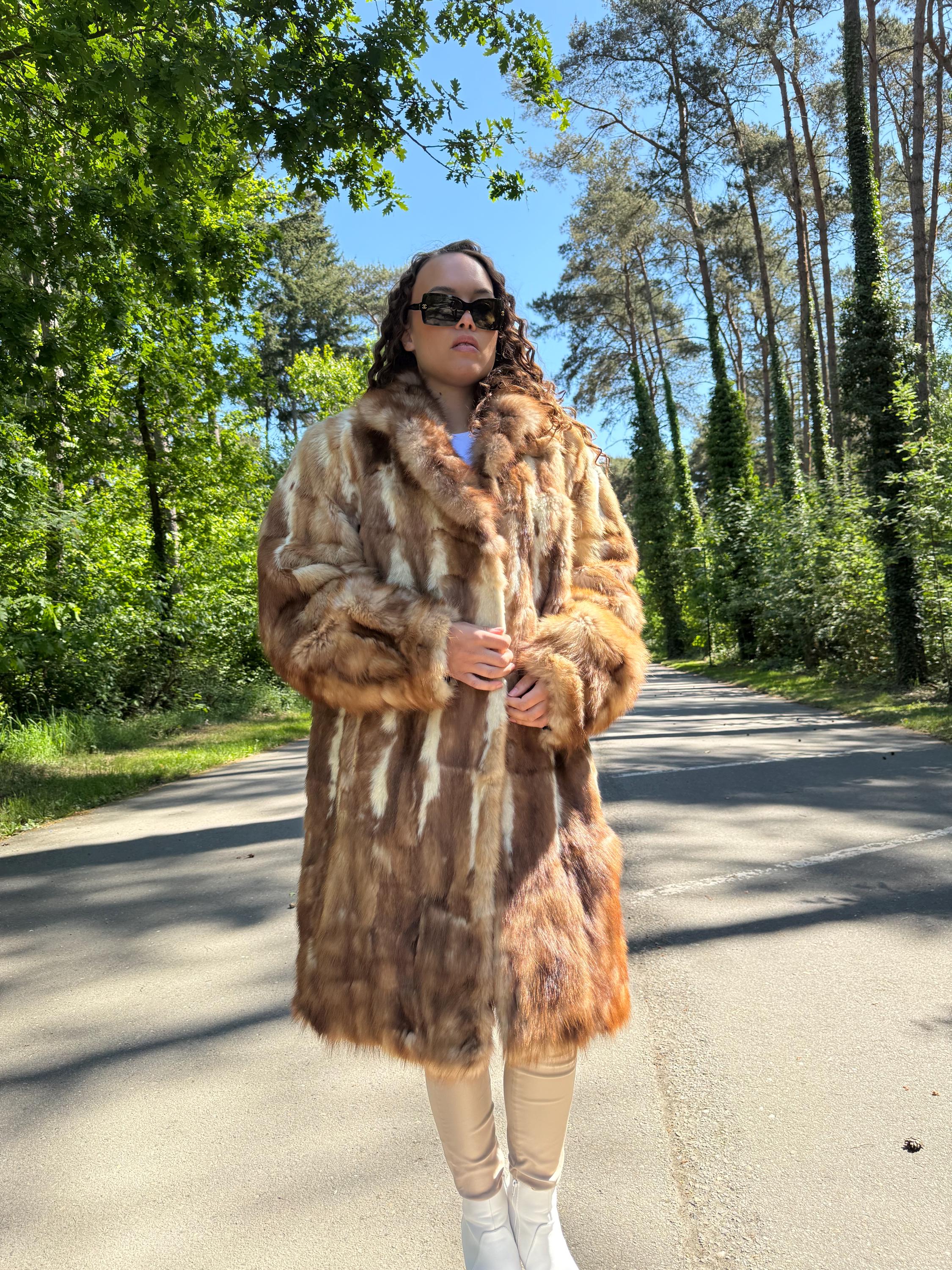 Marten Fur Coat, XXL Size, Long Fur Coat, Real Fur Coat, Vintage Fur Coat, Real Marten Fur, Brown Fur Coat, Pastel Fur Coat, Women's Coat