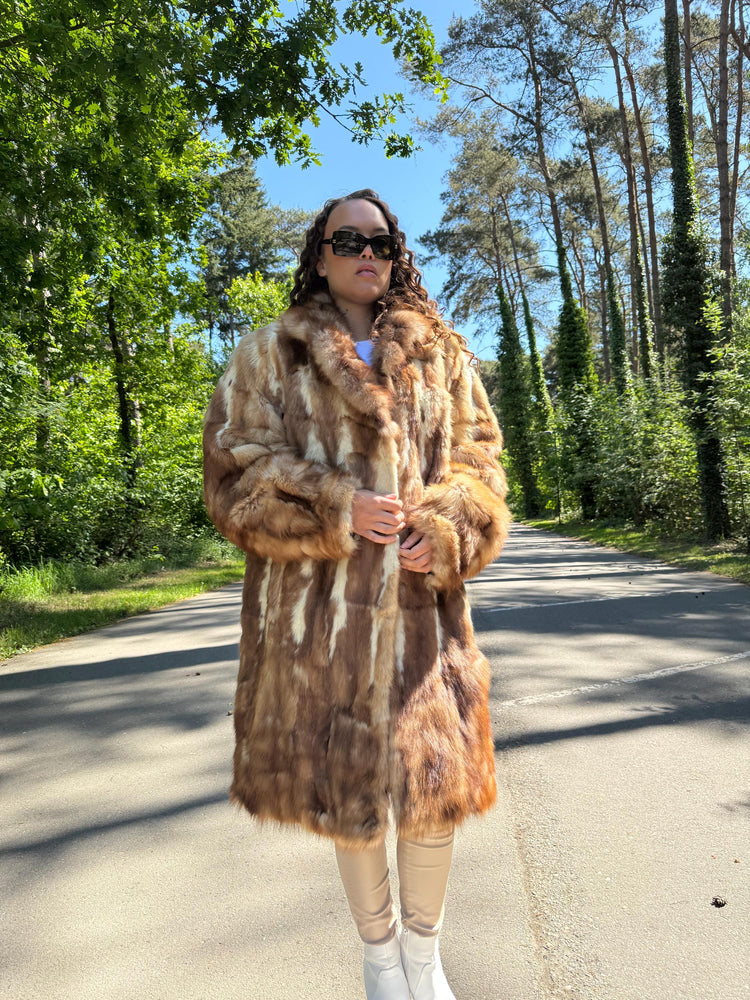 Marten Fur Coat, XXL Size, Long Fur Coat, Real Fur Coat, Vintage Fur Coat, Real Marten Fur, Brown Fur Coat, Pastel Fur Coat, Women's Coat