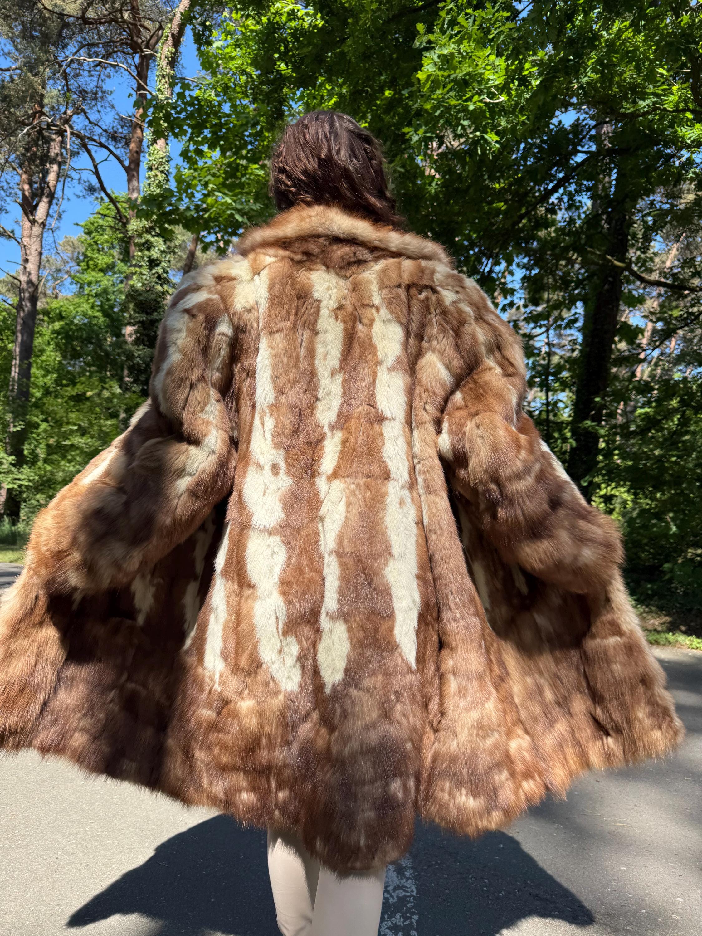Marten Fur Coat, XXL Size, Long Fur Coat, Real Fur Coat, Vintage Fur Coat, Real Marten Fur, Brown Fur Coat, Pastel Fur Coat, Women's Coat