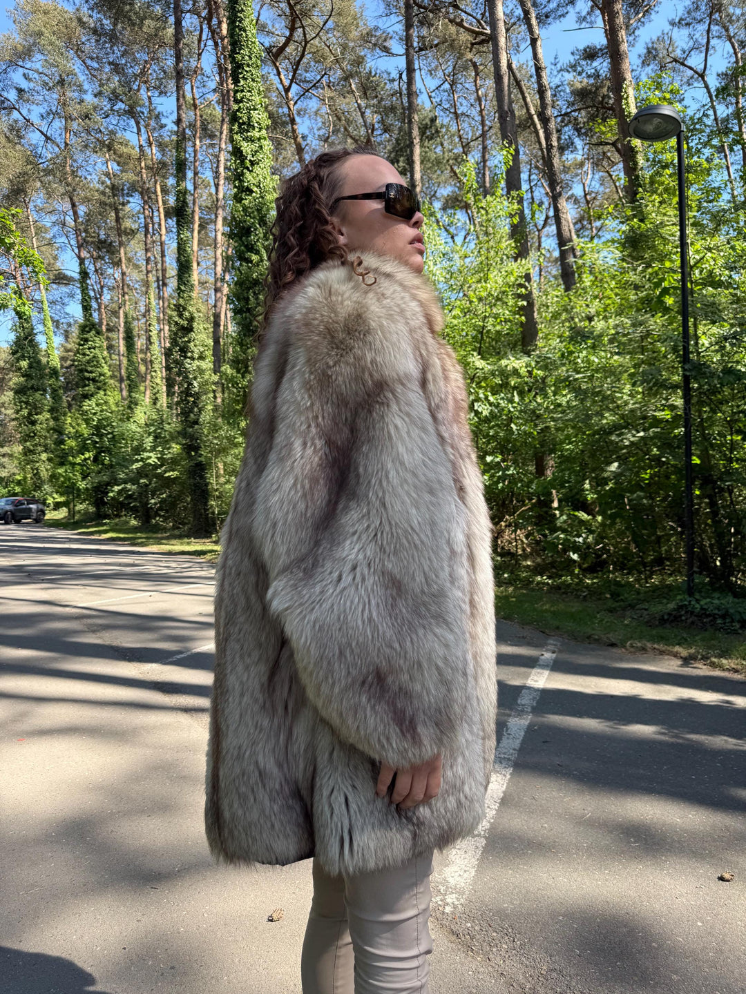 Fluffy Fox Fur Coat, XL Size, Real Fur Coat, Fox Fur Coat, Vintage Fur Coat, Women's Fur Coat, White Fox Fur, Grey Fox Fur Coat, Nordic Fox