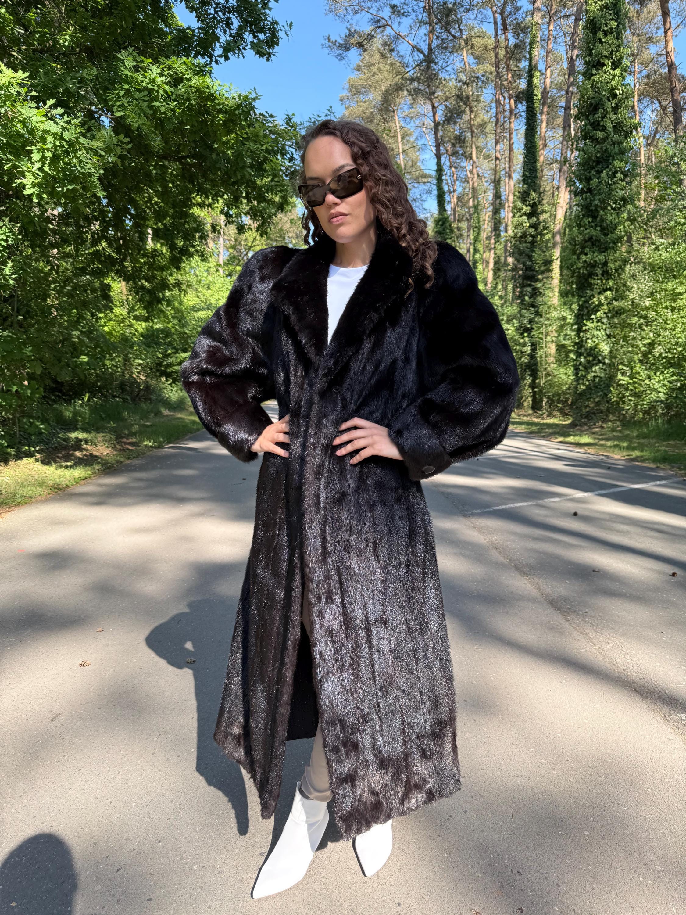 Full Length Dark Brown Mink Coat, 3XL Size Mink Fur Coat, Soft High Quality Coat, Long Luxury Fur Coat, Elegant Outerwear, Warm & Thick Coat