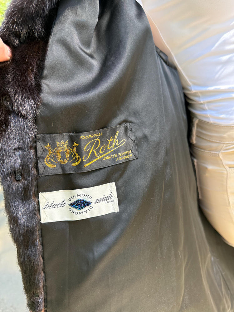Black Diamond Rare Mink Fur Coat, XL Size, Excellent Condition, Premium Selected Mink Fur Coat, Luxurious Women's Fur Coat, Vintage Fur Coat