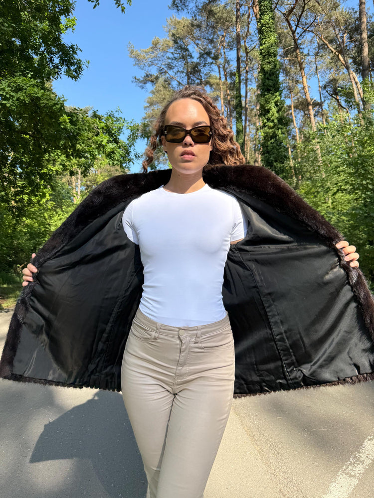 SAGA Mink Jacket in Natural Brown Color, Medium Size, Premium Quality Fur, Genuine Mink, Perfect Lining, Elegant & Luxurious Women's Jacket