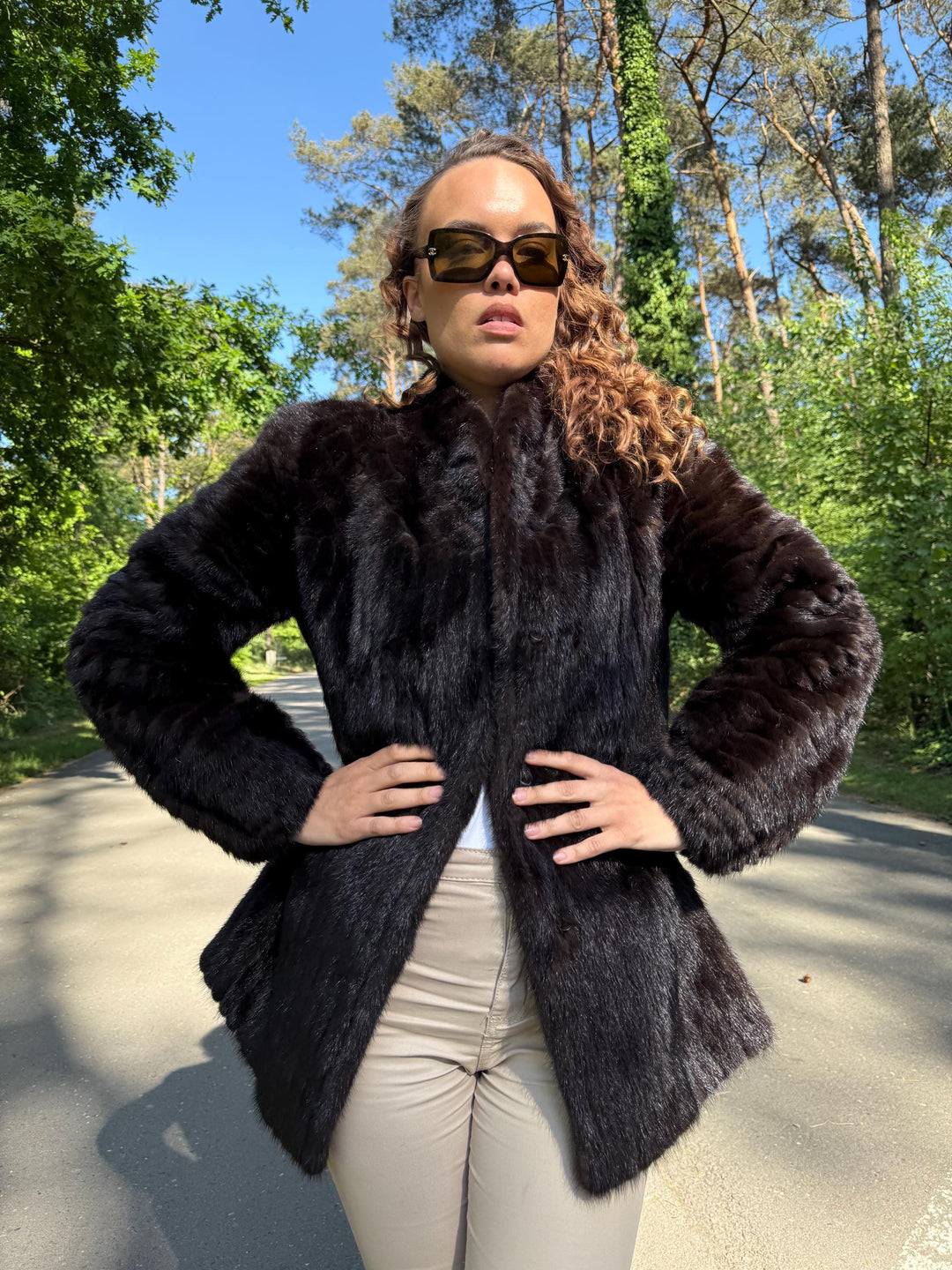 SAGA Mink Jacket in Natural Brown Color, Medium Size, Premium Quality Fur, Genuine Mink, Perfect Lining, Elegant & Luxurious Women's Jacket