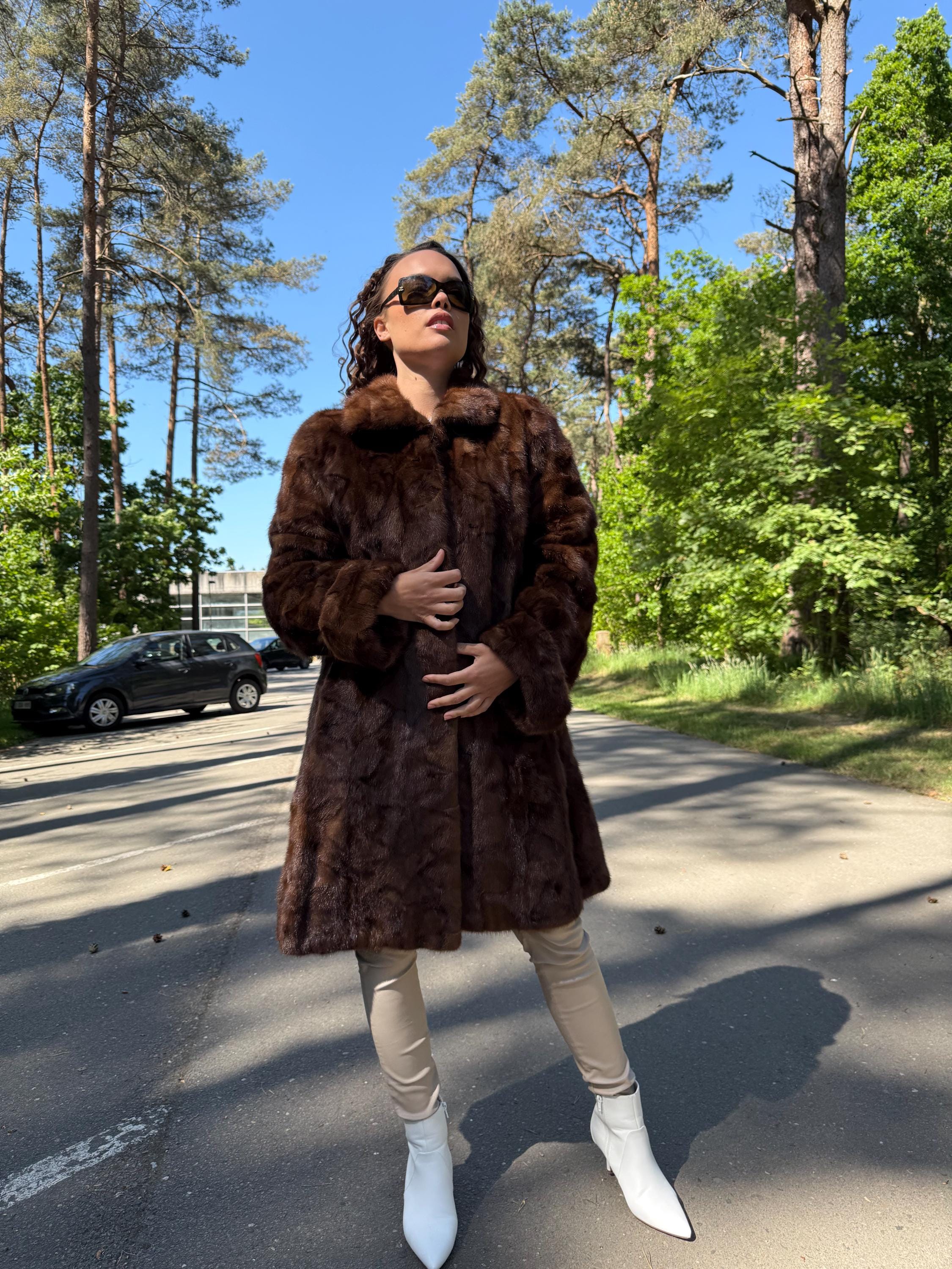 Natural Brown Mink Fur Coat, XL Size, Real Mink Fur Coat, Mink Fur Coat, Brown Mink Coat, Mink Jacket, Mink Fur Jacket, Vintage Mink Coat