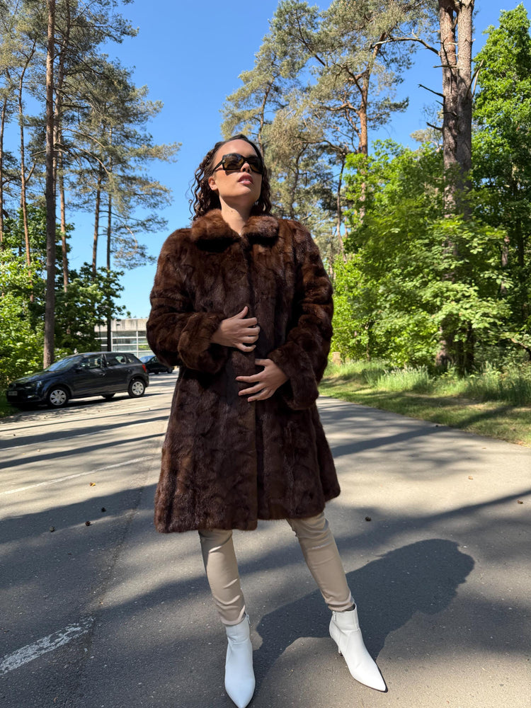 Natural Brown Mink Fur Coat, XL Size, Real Mink Fur Coat, Mink Fur Coat, Brown Mink Coat, Mink Jacket, Mink Fur Jacket, Vintage Mink Coat