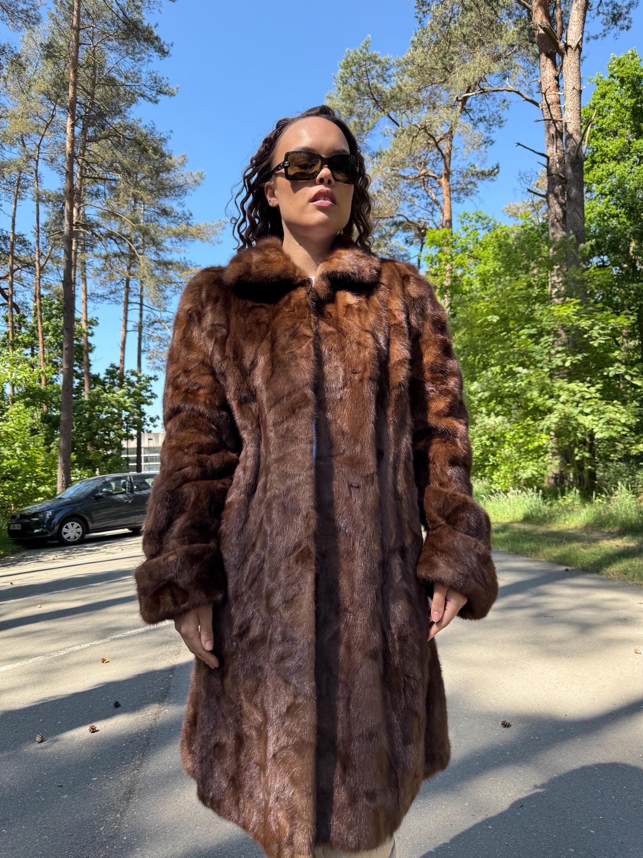 Natural Brown Mink Fur Coat, XL Size, Real Mink Fur Coat, Mink Fur Coat, Brown Mink Coat, Mink Jacket, Mink Fur Jacket, Vintage Mink Coat