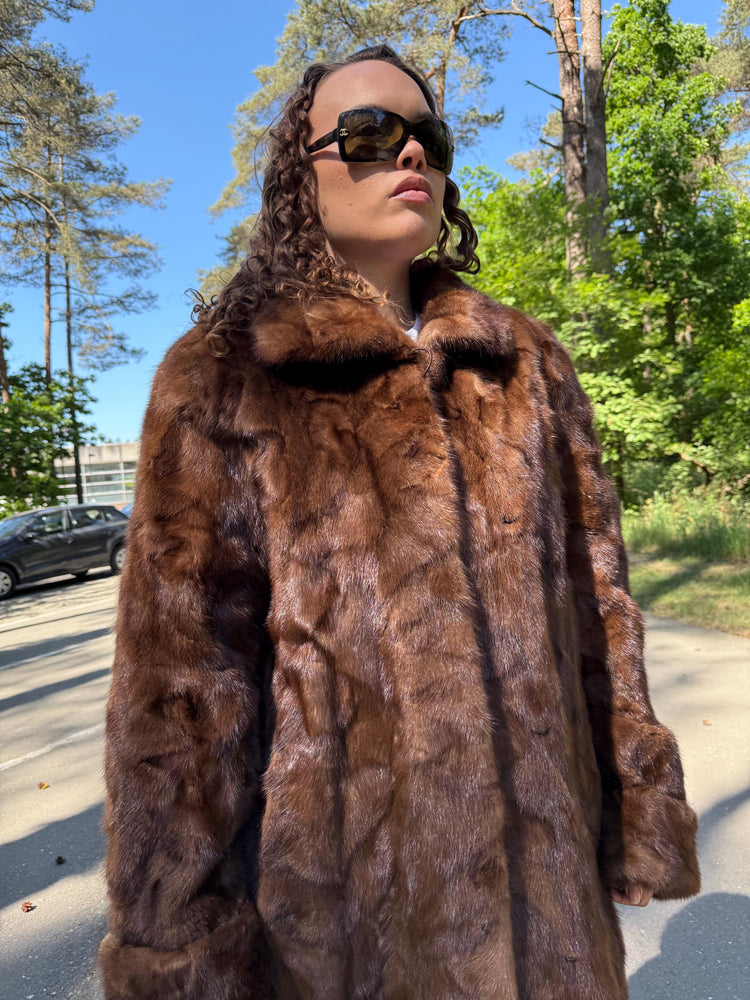 Natural Brown Mink Fur Coat, XL Size, Real Mink Fur Coat, Mink Fur Coat, Brown Mink Coat, Mink Jacket, Mink Fur Jacket, Vintage Mink Coat