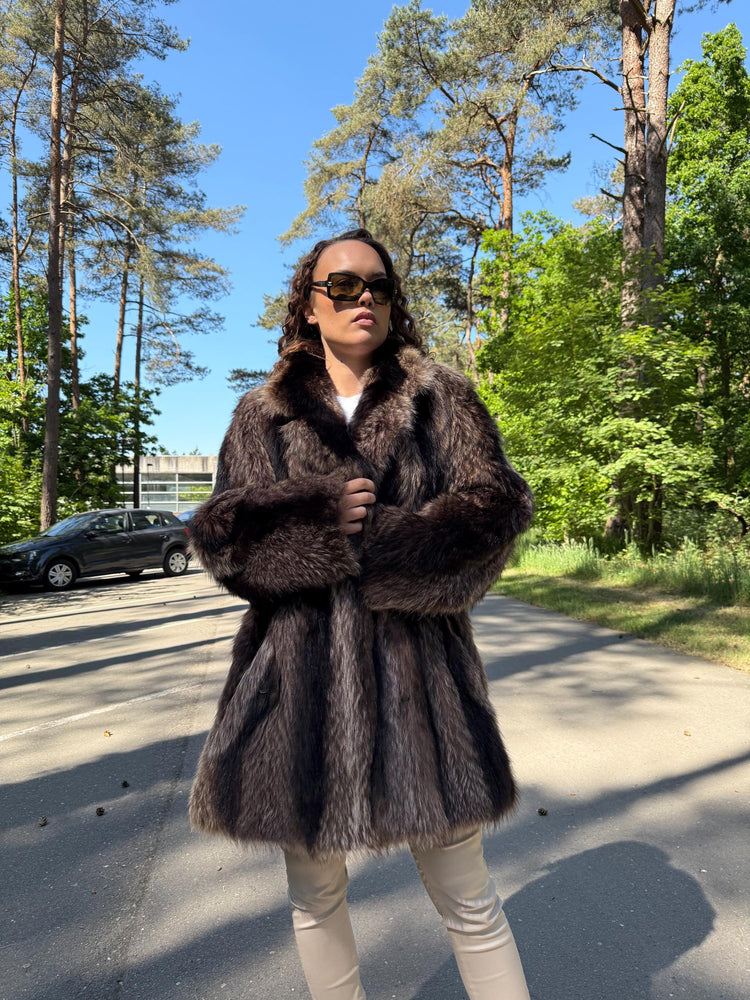 Soft Raccoon Fur Coat, XL Size, Fur Coat, Raccoon Fur Coat, Vintage Fur Coat, Thick Fur, Raccoon Fur Jacket, Real Fur Jacket, Real Fur Coat