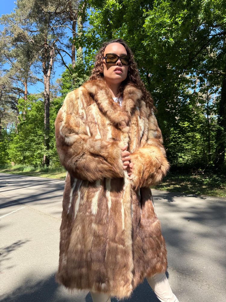 Marten Fur Coat, XXL Size, Long Fur Coat, Real Fur Coat, Vintage Fur Coat, Real Marten Fur, Brown Fur Coat, Pastel Fur Coat, Women's Coat