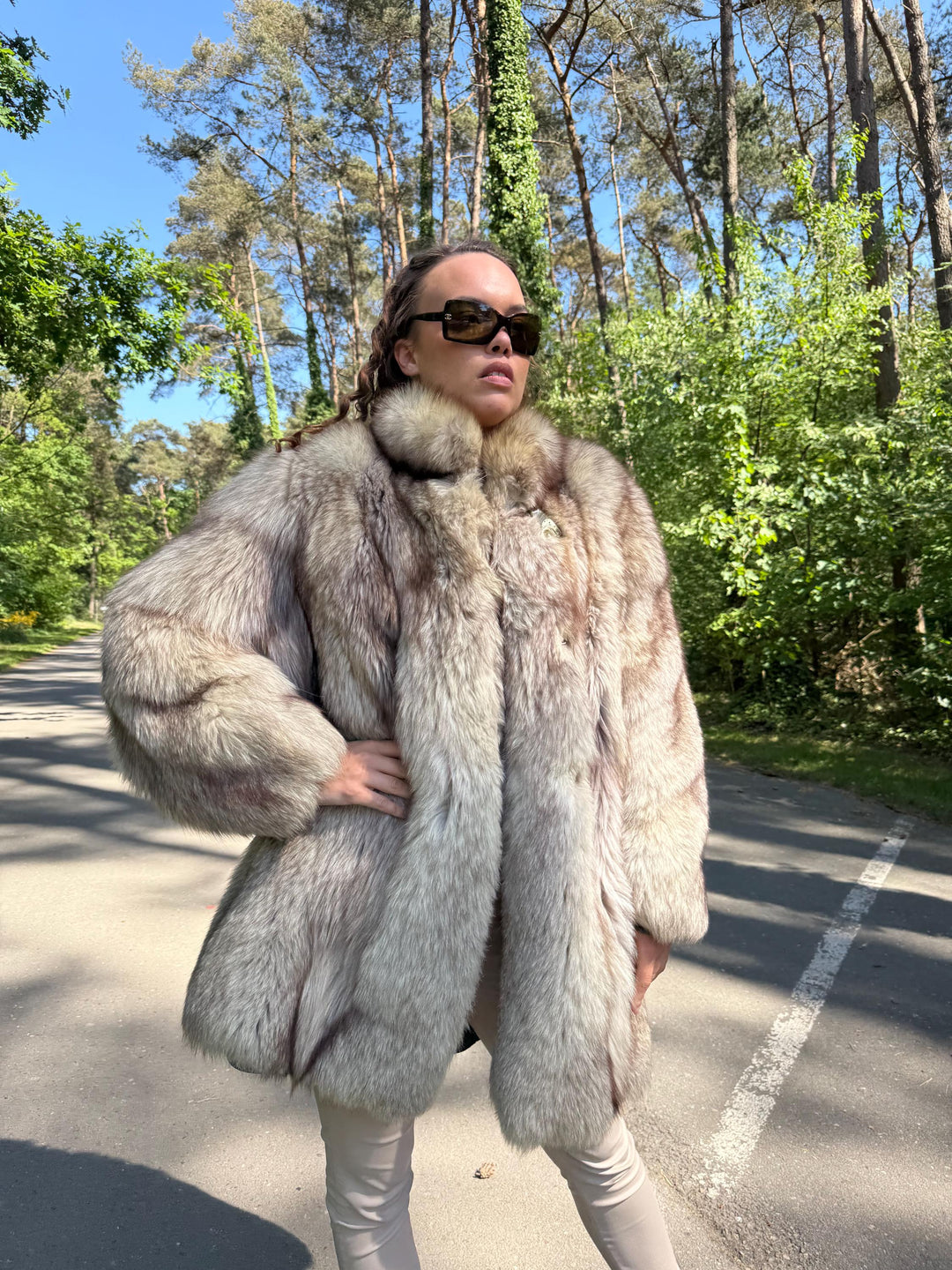 Fluffy Fox Fur Coat, XL Size, Real Fur Coat, Fox Fur Coat, Vintage Fur Coat, Women's Fur Coat, White Fox Fur, Grey Fox Fur Coat, Nordic Fox