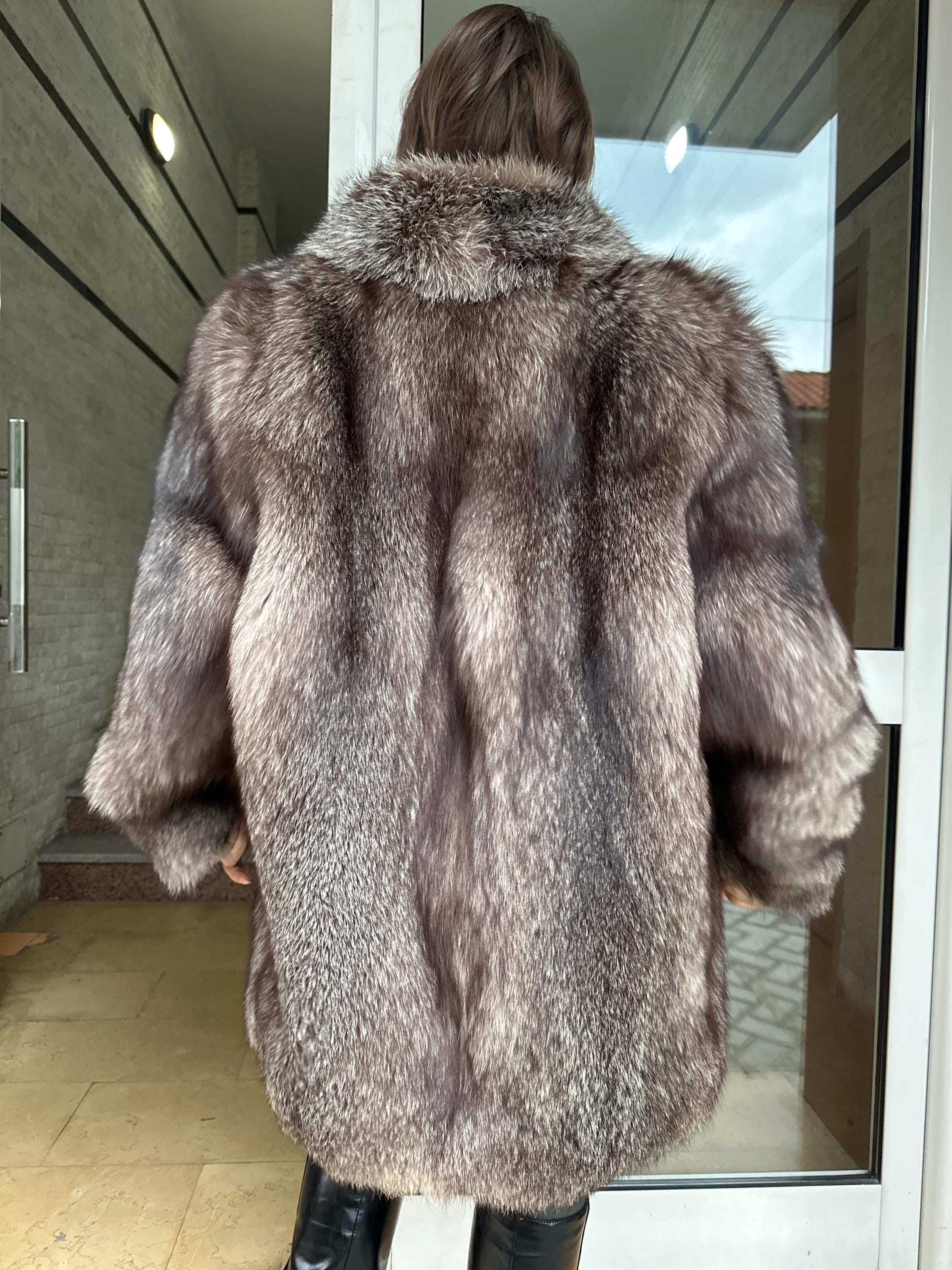 Crystal Fox Fur Coat, XL Size, Fox Fur Coat, Real Fur Coat, Women's Fur Coat, Fox Coat, Soft Fur Coat, Soft Fox Fur, Vintage Fur Coat, Real