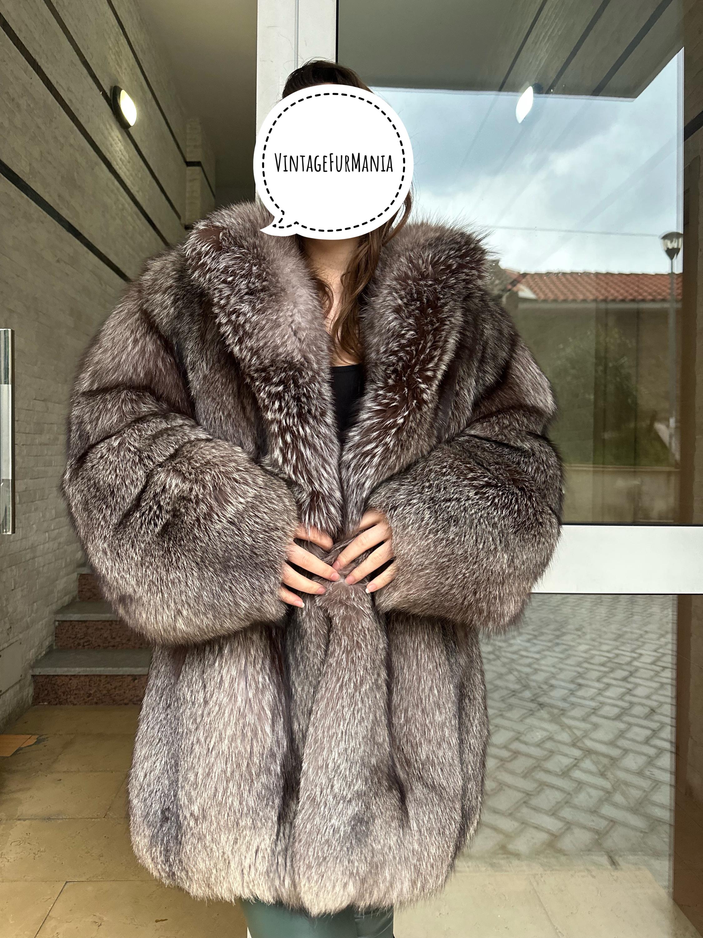 Crystal Fox Fur Coat, XL Size, Fox Fur Coat, Real Fur Coat, Women's Fur Coat, Fox Coat, Soft Fur Coat, Soft Fox Fur, Vintage Fur Coat, Real
