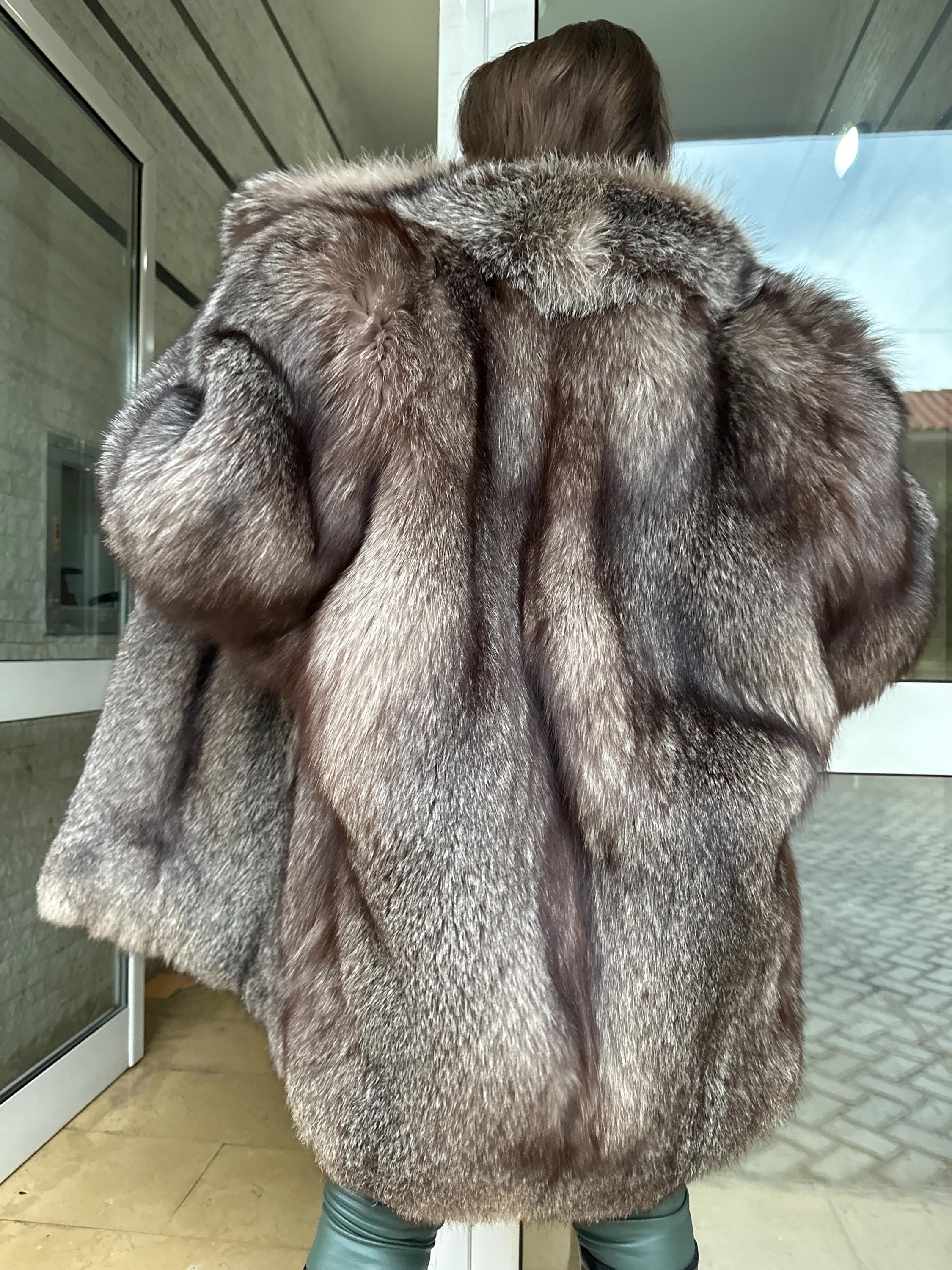 Crystal Fox Fur Coat, XL Size, Fox Fur Coat, Real Fur Coat, Women's Fur Coat, Fox Coat, Soft Fur Coat, Soft Fox Fur, Vintage Fur Coat, Real