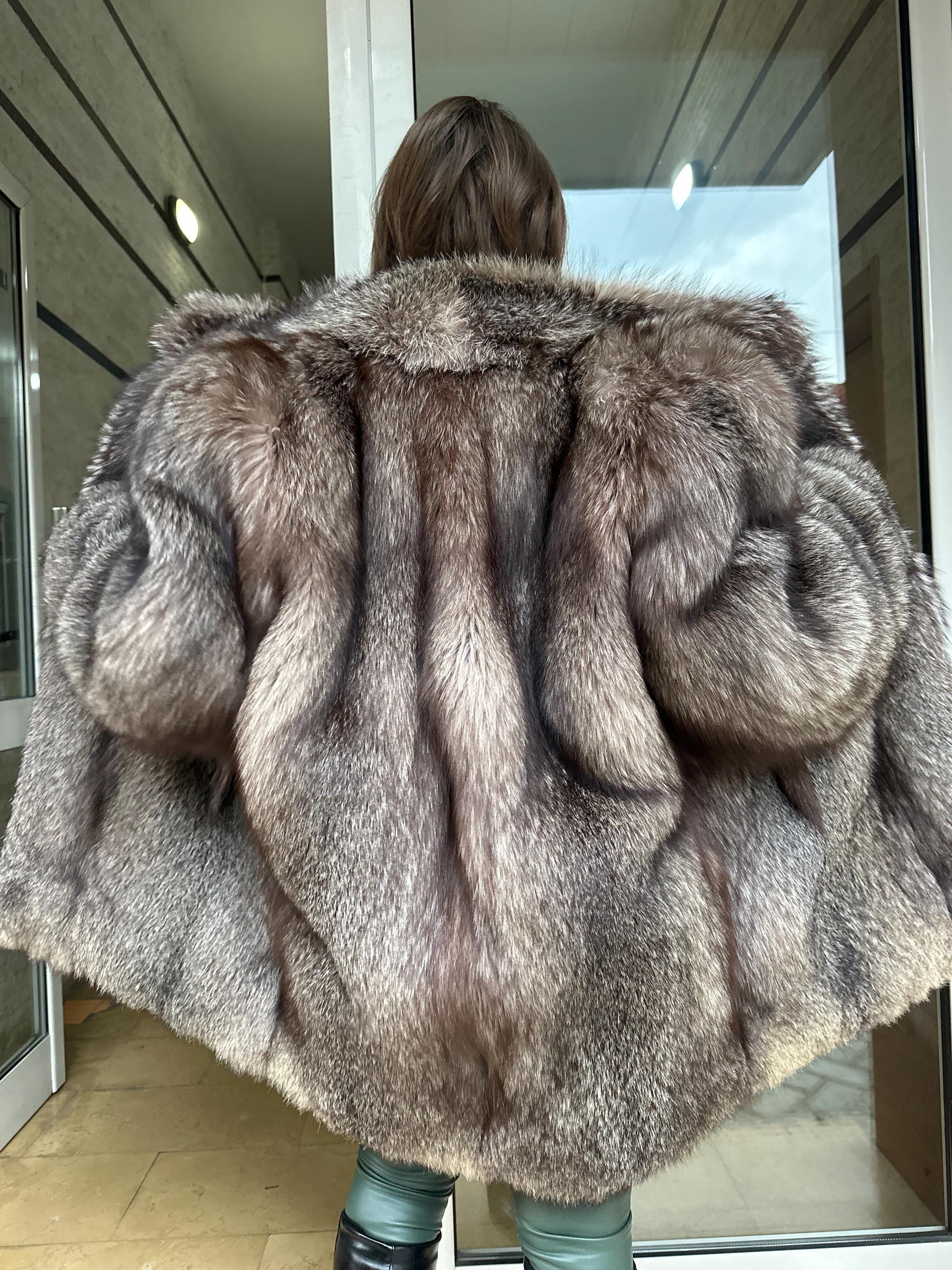 Crystal Fox Fur Coat, XL Size, Fox Fur Coat, Real Fur Coat, Women's Fur Coat, Fox Coat, Soft Fur Coat, Soft Fox Fur, Vintage Fur Coat, Real