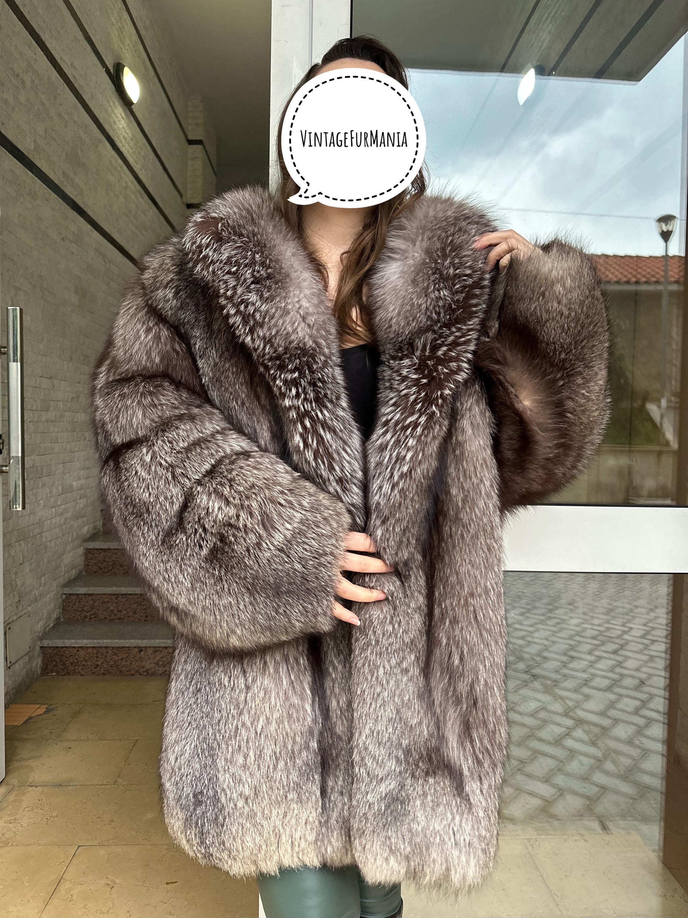 Crystal Fox Fur Coat, XL Size, Fox Fur Coat, Real Fur Coat, Women's Fur Coat, Fox Coat, Soft Fur Coat, Soft Fox Fur, Vintage Fur Coat, Real