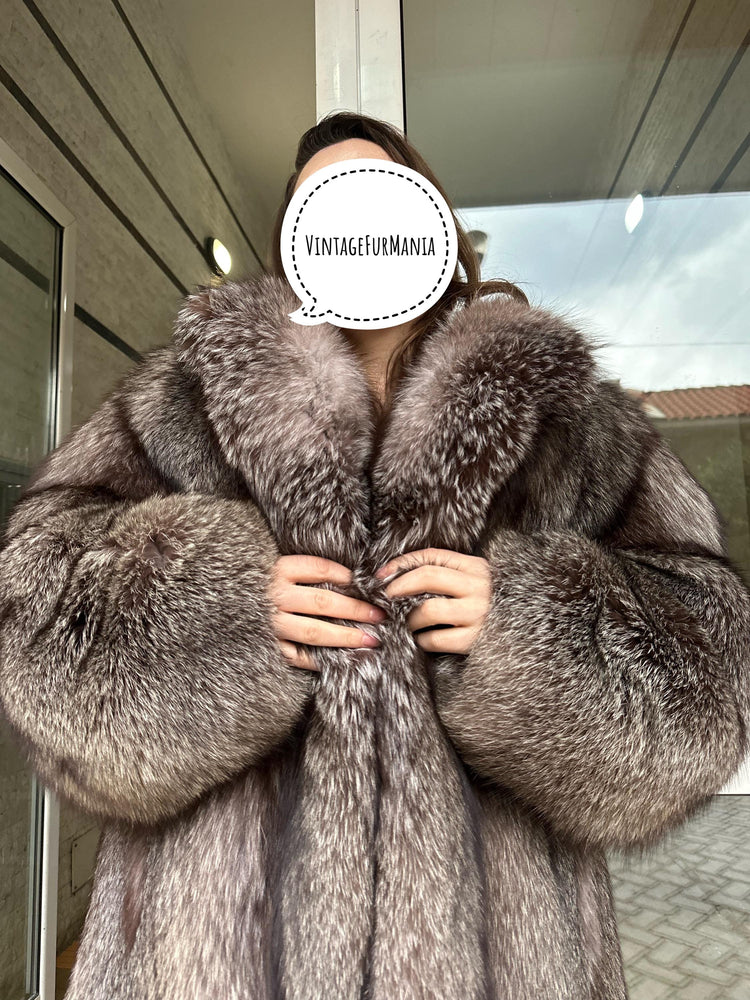 Crystal Fox Fur Coat, XL Size, Fox Fur Coat, Real Fur Coat, Women's Fur Coat, Fox Coat, Soft Fur Coat, Soft Fox Fur, Vintage Fur Coat, Real