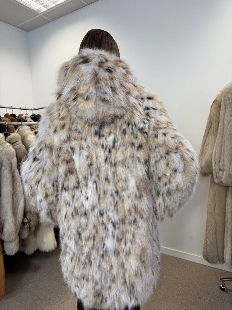 Lynx fur coat, highest quality hooded lynx jacket in M/L size, only belly lynx fur coat, real fur coat, lynx coat, fur coats women, fur