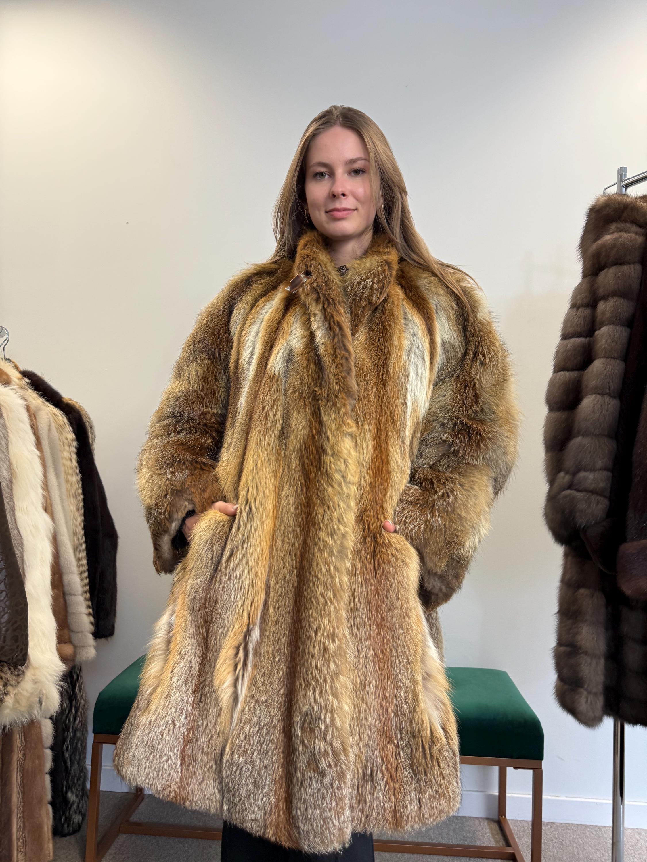 Red Fox Fur Coat, XXL Size, Fox Fur Coat, Red Fox Coat, Thick Fox Fur Coat, Vintage Fur Coat, Red Fox Fur Jacket, Women's Fur Coat, Fox Fur