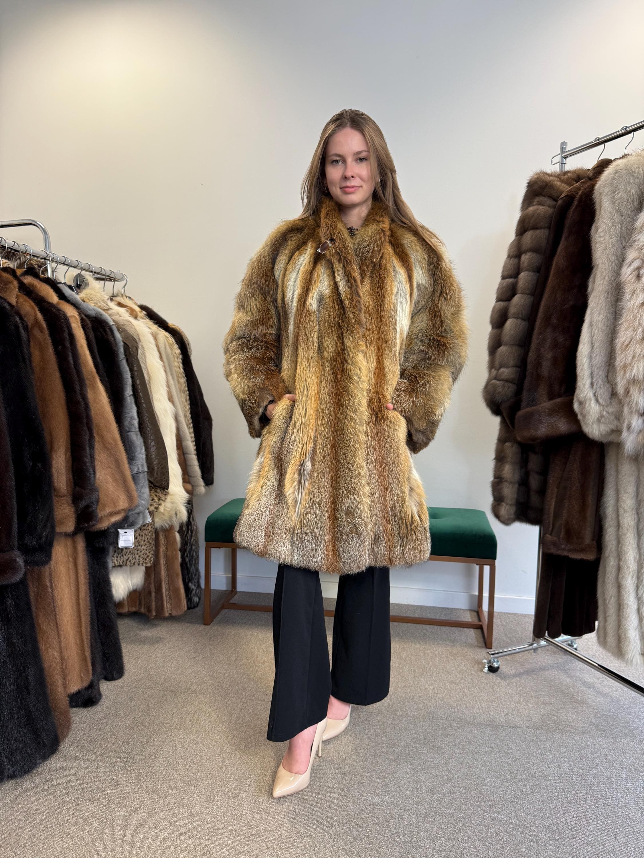 Red Fox Fur Coat, XXL Size, Fox Fur Coat, Red Fox Coat, Thick Fox Fur Coat, Vintage Fur Coat, Red Fox Fur Jacket, Women's Fur Coat, Fox Fur