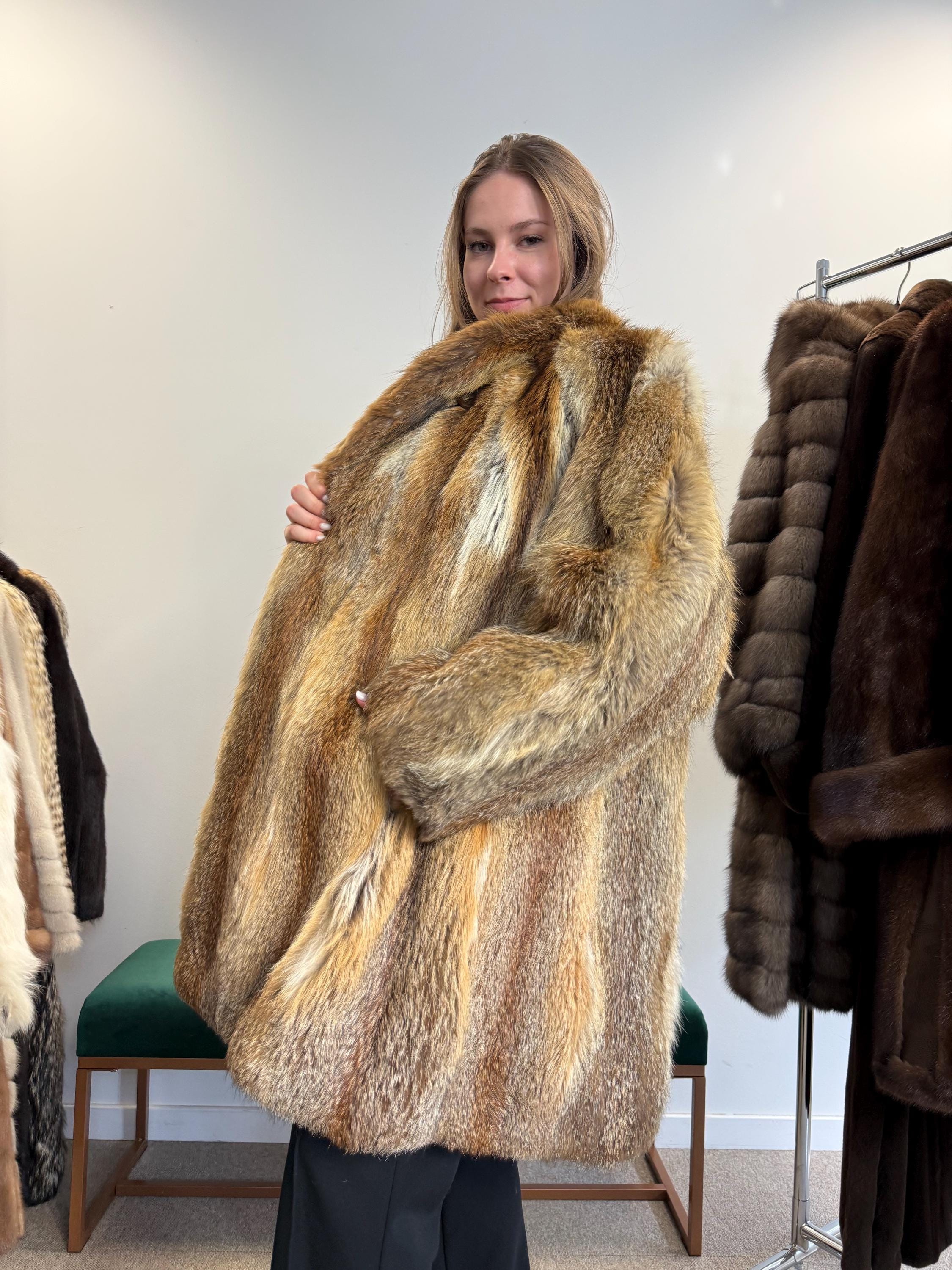 Red Fox Fur Coat, XXL Size, Fox Fur Coat, Red Fox Coat, Thick Fox Fur Coat, Vintage Fur Coat, Red Fox Fur Jacket, Women's Fur Coat, Fox Fur