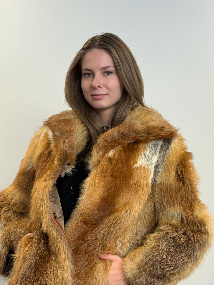 Red Fox Fur Jacket, Medium Size, Red Fox Jacket, Real Fox Fur Coat, Vintage Fur Jacket, Red Fox Coat, Short Fur Jacket, Women's Fur Jacket