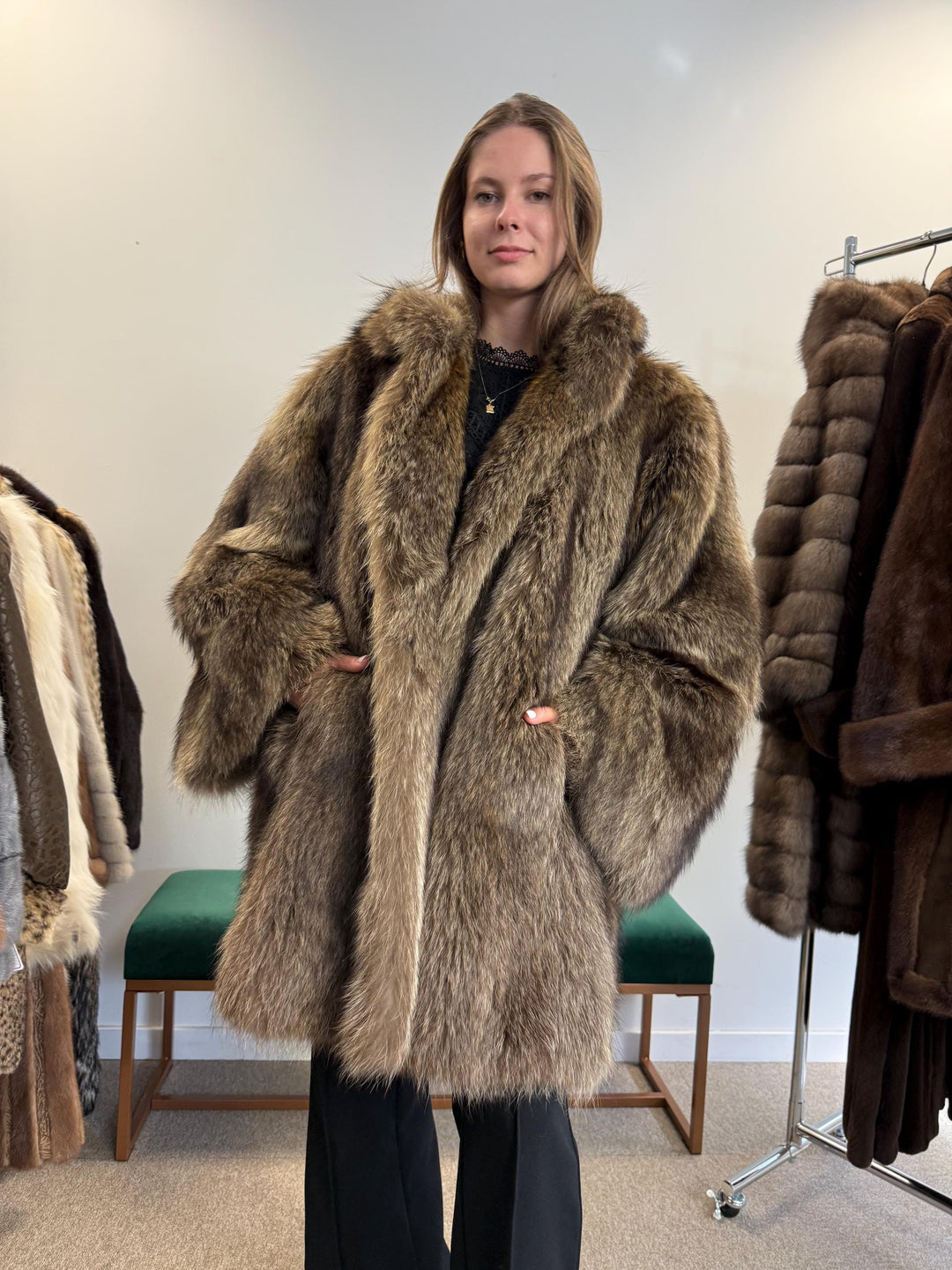 Raccoon Fur Coat, 4XL Size, One Size, Real Fur Coat, Raccoon Coat, Silver Raccoon Fur, Vintage Fur Coat, Soft Raccoon Coat, Womens Fur Coat
