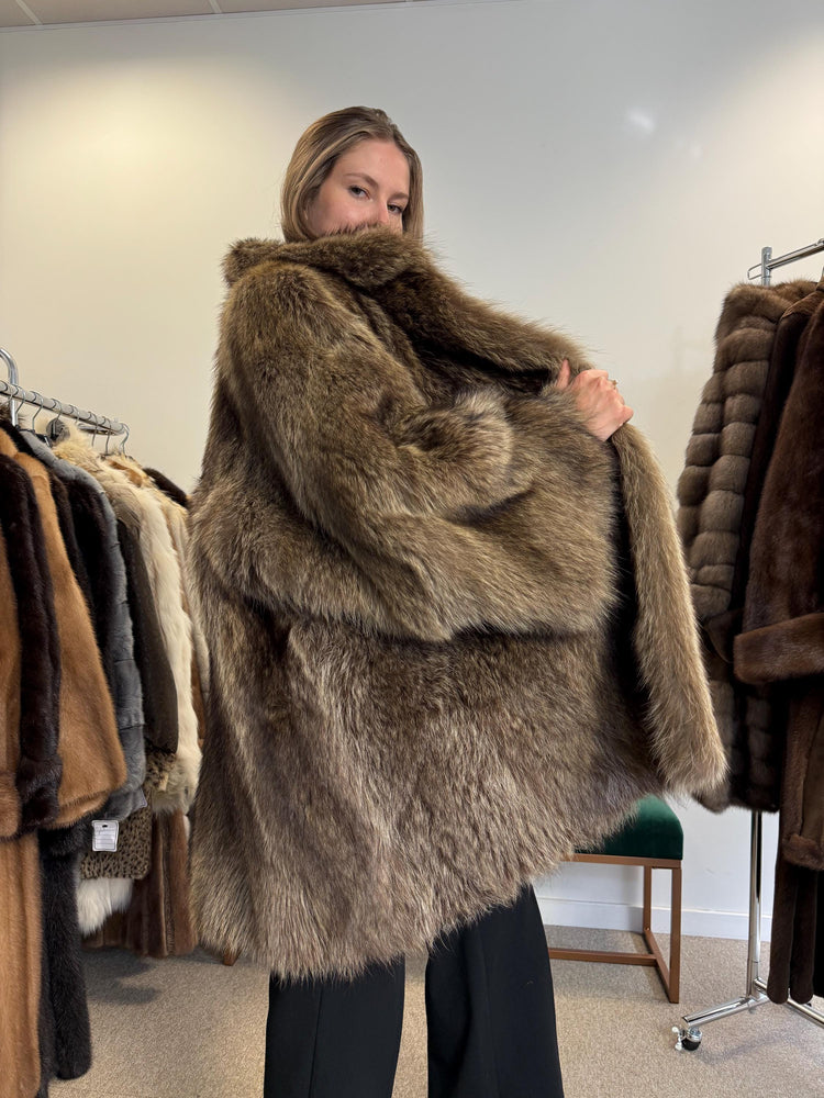 Raccoon Fur Coat, 4XL Size, One Size, Real Fur Coat, Raccoon Coat, Silver Raccoon Fur, Vintage Fur Coat, Soft Raccoon Coat, Womens Fur Coat