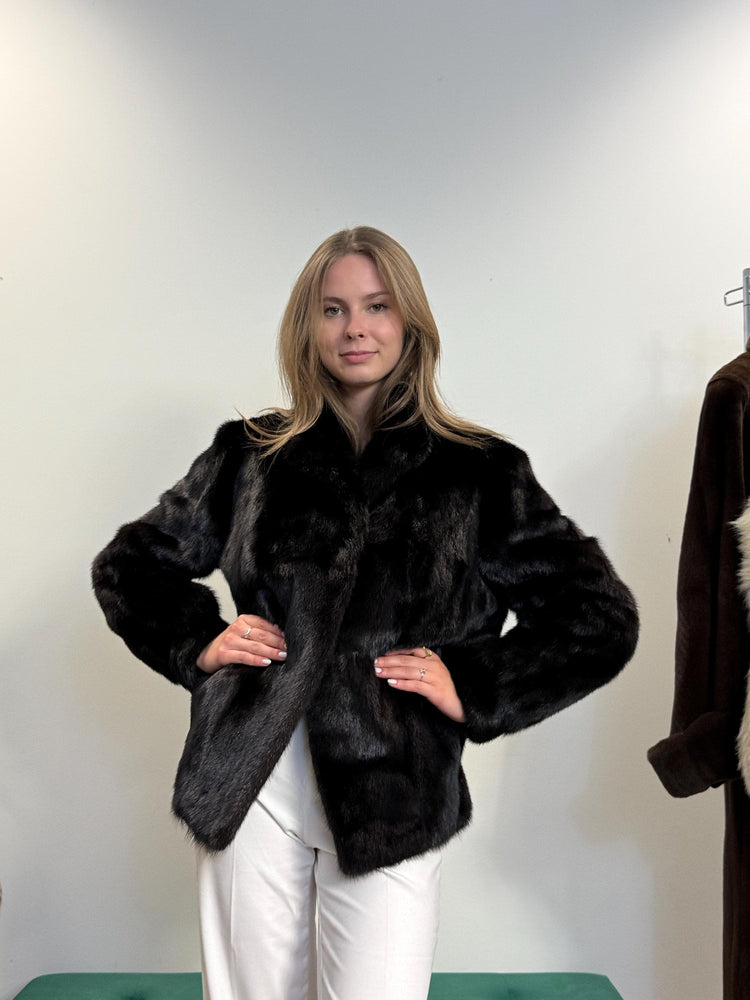 Dark Brown Mink Fur Jacket, Large Size, Fur Jacket, Real Fur Jacket, Vintage Fur Coat, Women's Fur Jacket, Mink Jacket, Brown Mink, Mink Fur