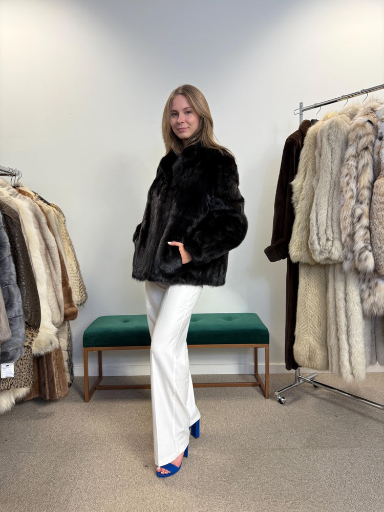 Dark Brown Mink Fur Jacket, Large Size, Fur Jacket, Real Fur Jacket, Vintage Fur Coat, Women's Fur Jacket, Mink Jacket, Brown Mink, Mink Fur