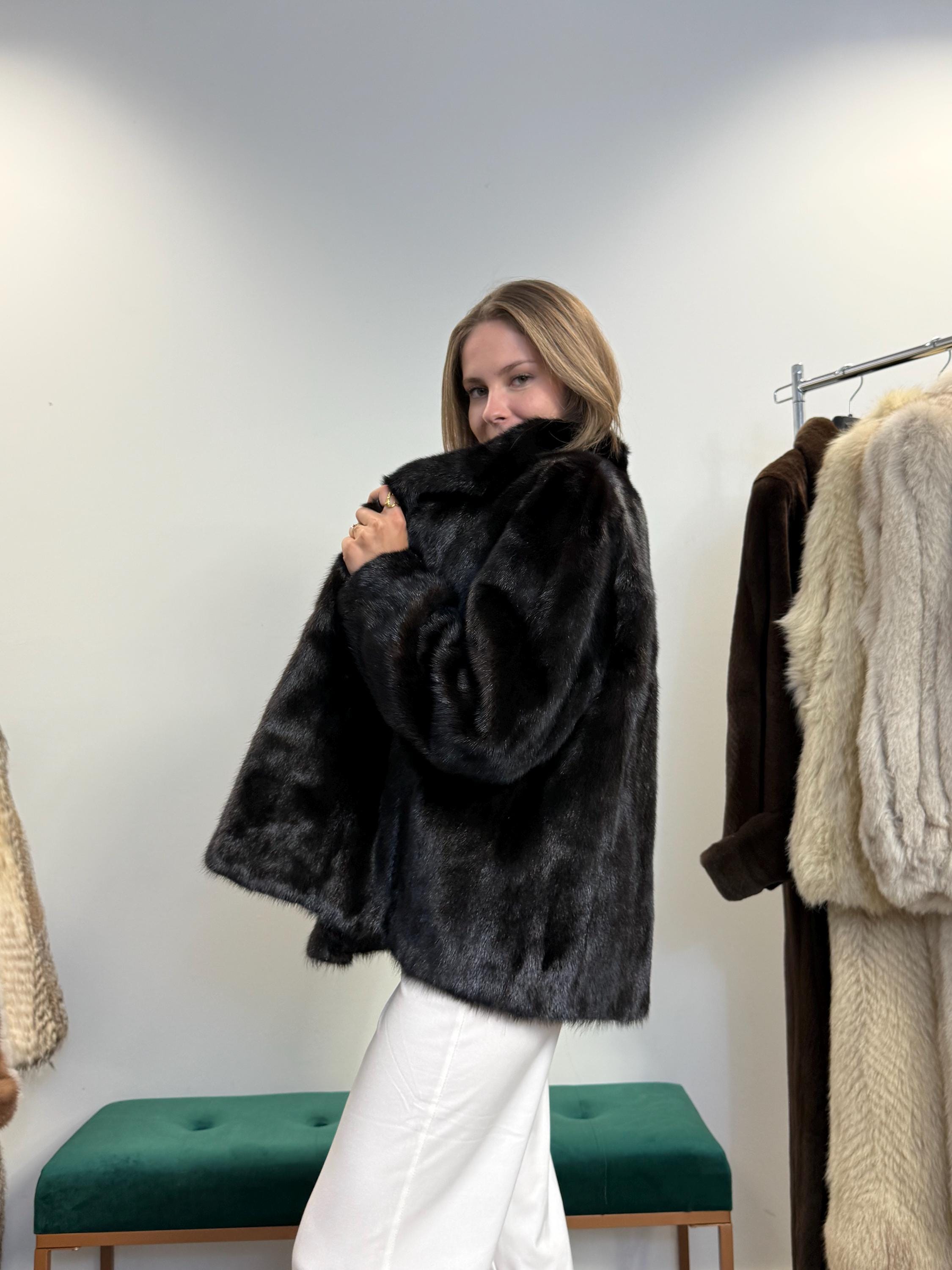 Dark Brown Mink Fur Jacket, Large Size, Fur Jacket, Real Fur Jacket, Vintage Fur Coat, Women's Fur Jacket, Mink Jacket, Brown Mink, Mink Fur