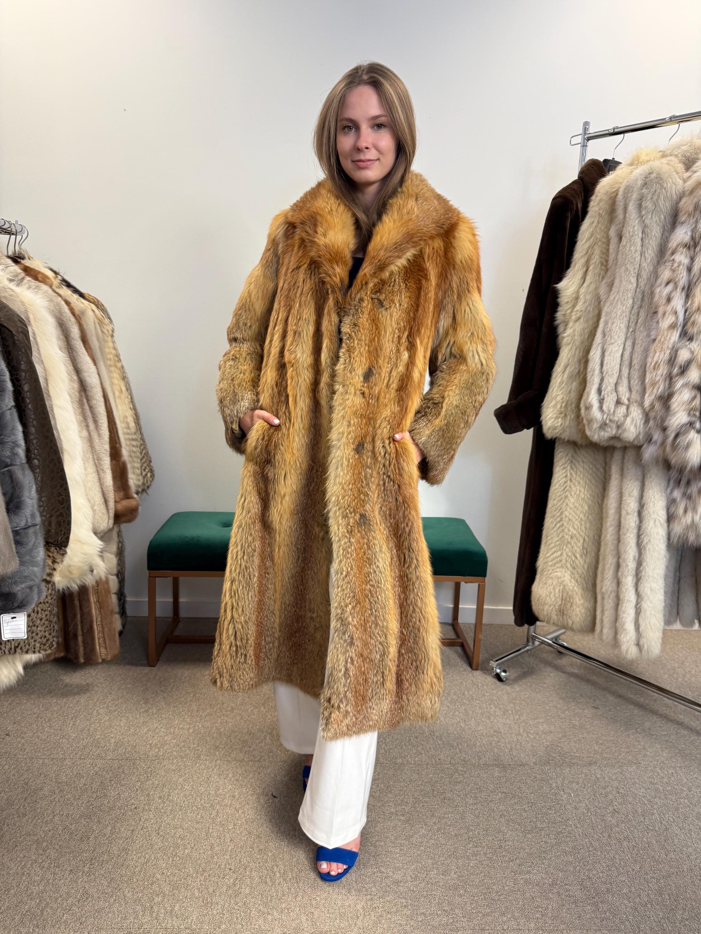 Red Fox Fur Coat, Medium Size, Fox Fur Coat, Red Fox Coat, Thick Fox Fur Coat, Vintage Fur Coat, Red Fox Fur, Women's Fur Coat, Soft Fox Fur