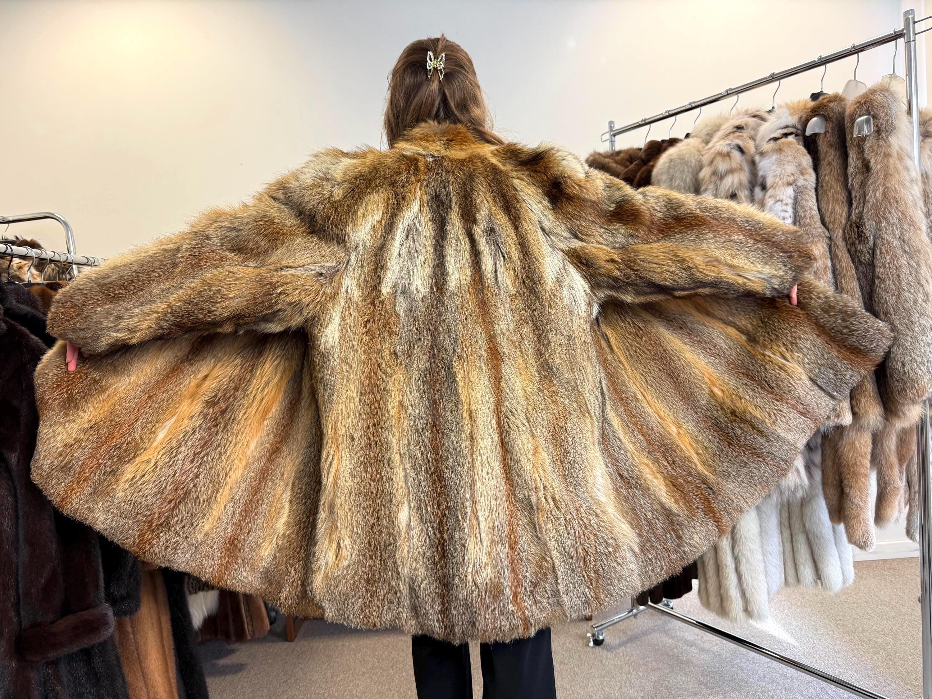 Red Fox Fur Coat, XXL Size, Fox Fur Coat, Red Fox Coat, Thick Fox Fur Coat, Vintage Fur Coat, Red Fox Fur Jacket, Women's Fur Coat, Fox Fur