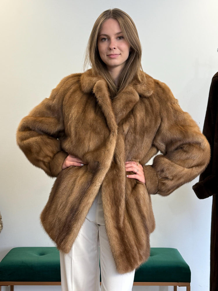 Light Brown Mink Fur Coat, XL Size, Pastel Mink Coat, Brown Mink Coat, Women's Fur Coat, Vintage Fur Coat, Real Fur Coat, Pastel Mink Fur