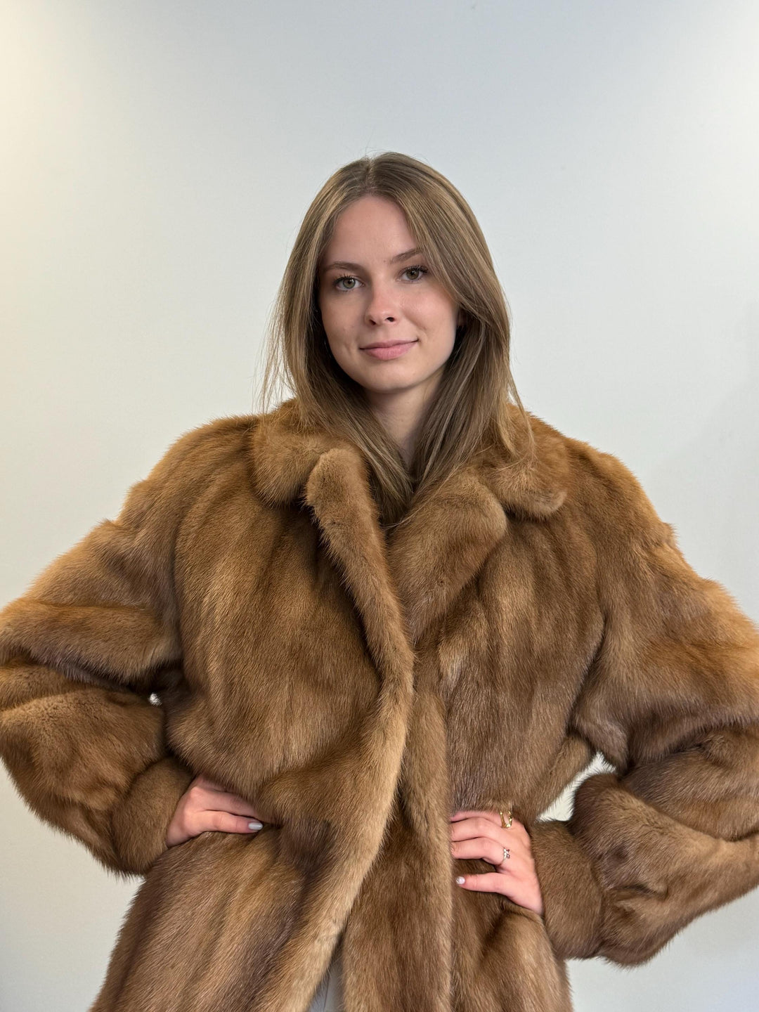 Light Brown Mink Fur Coat, XL Size, Pastel Mink Coat, Brown Mink Coat, Women's Fur Coat, Vintage Fur Coat, Real Fur Coat, Pastel Mink Fur