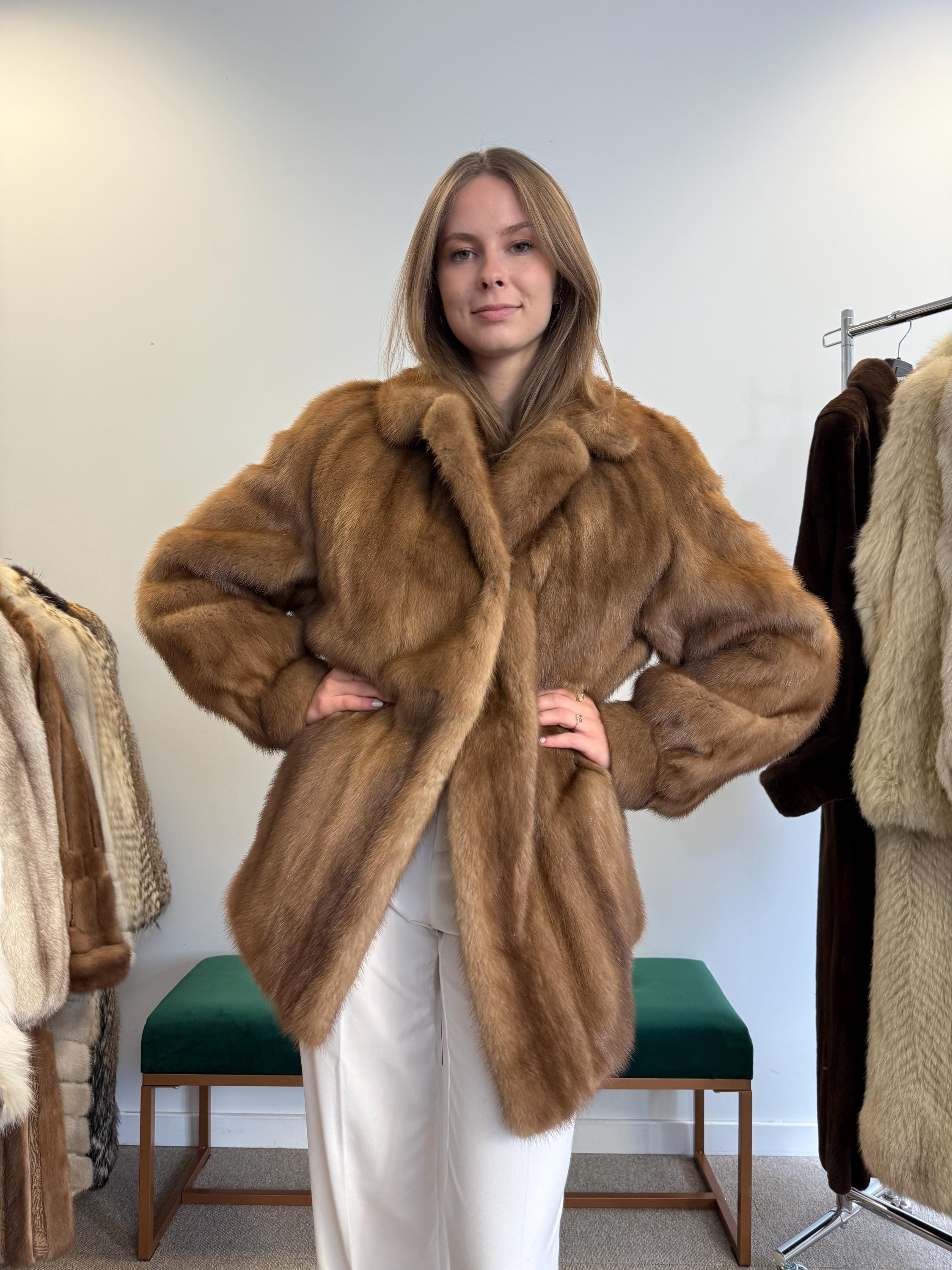 Light Brown Mink Fur Coat, XL Size, Pastel Mink Coat, Brown Mink Coat, Women's Fur Coat, Vintage Fur Coat, Real Fur Coat, Pastel Mink Fur
