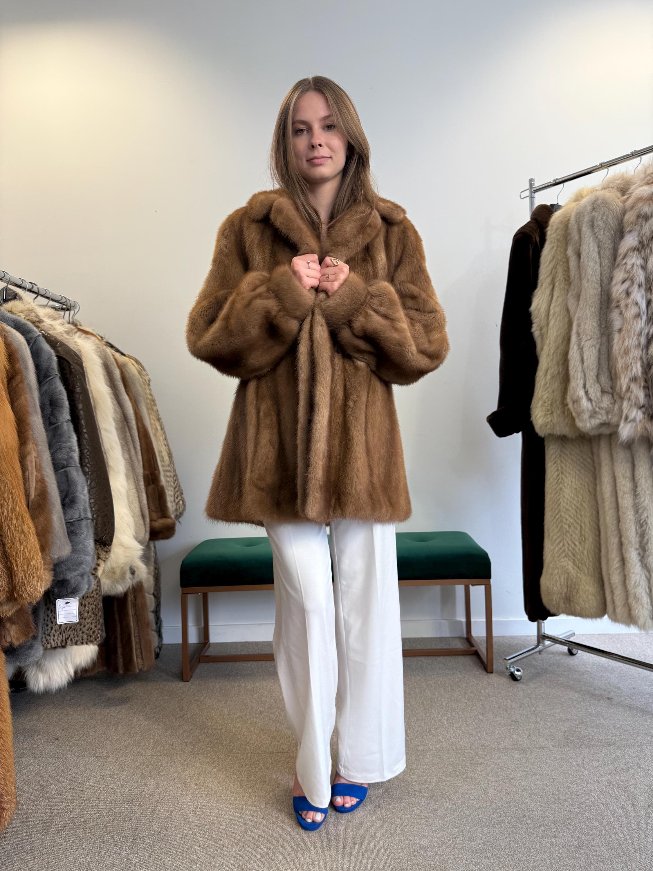 Light Brown Mink Fur Coat, XL Size, Pastel Mink Coat, Brown Mink Coat, Women's Fur Coat, Vintage Fur Coat, Real Fur Coat, Pastel Mink Fur