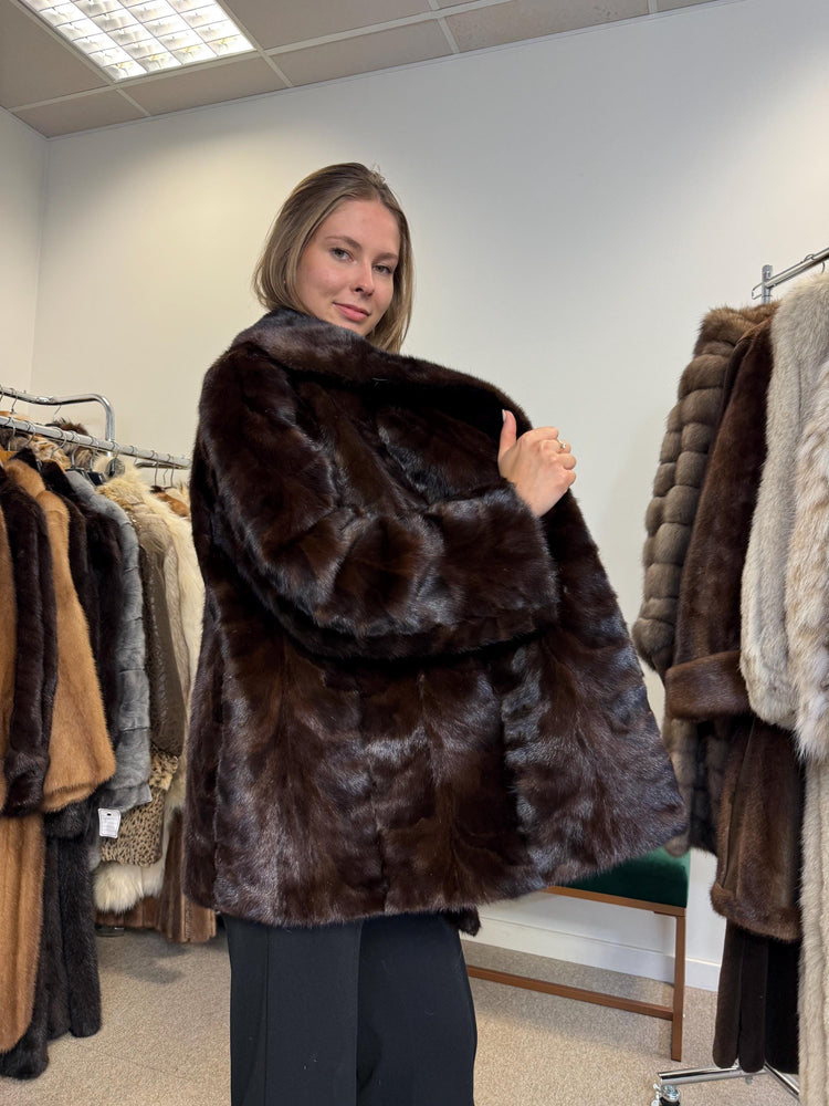 Swiss Mink Fur Jacket, Short Mink Fur Jacket, XXL Size, Brown Mink Fur, Real Fur Jacket, Mink Jacket, Vintage Fur Jacket, Thick Mink Jacket