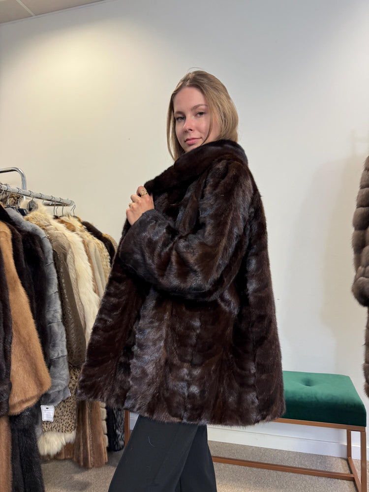 Swiss Mink Fur Jacket, Short Mink Fur Jacket, XXL Size, Brown Mink Fur, Real Fur Jacket, Mink Jacket, Vintage Fur Jacket, Thick Mink Jacket