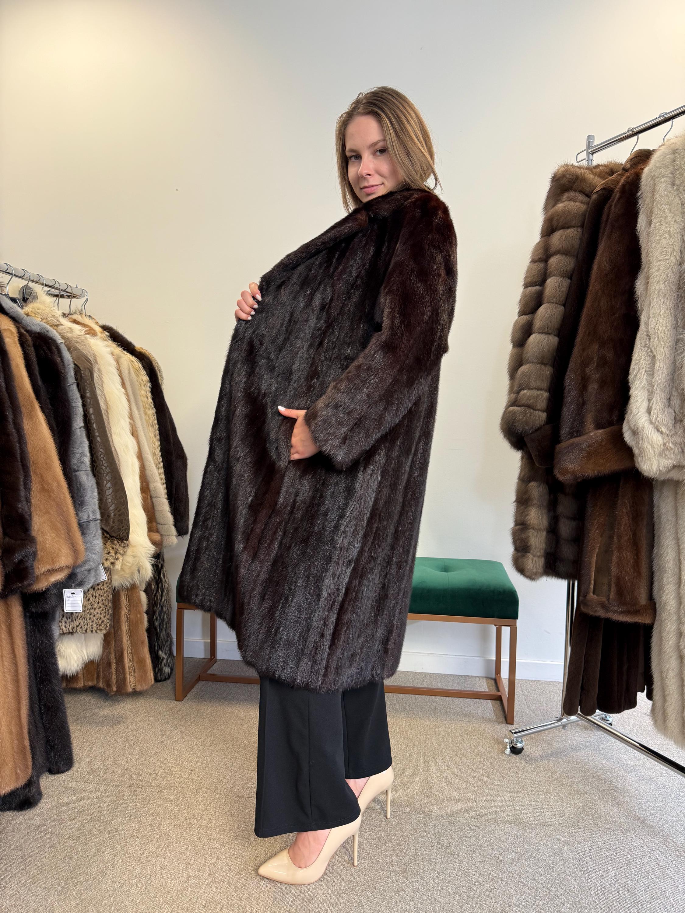 Saga Mink Coat, Dark Brown Mink Coat, XL Size, Fur Coat, Real Fur Coat, Vintage Fur Coat, Women's Fur Coat, Mink Coat, Brown Fur Coat, Mink
