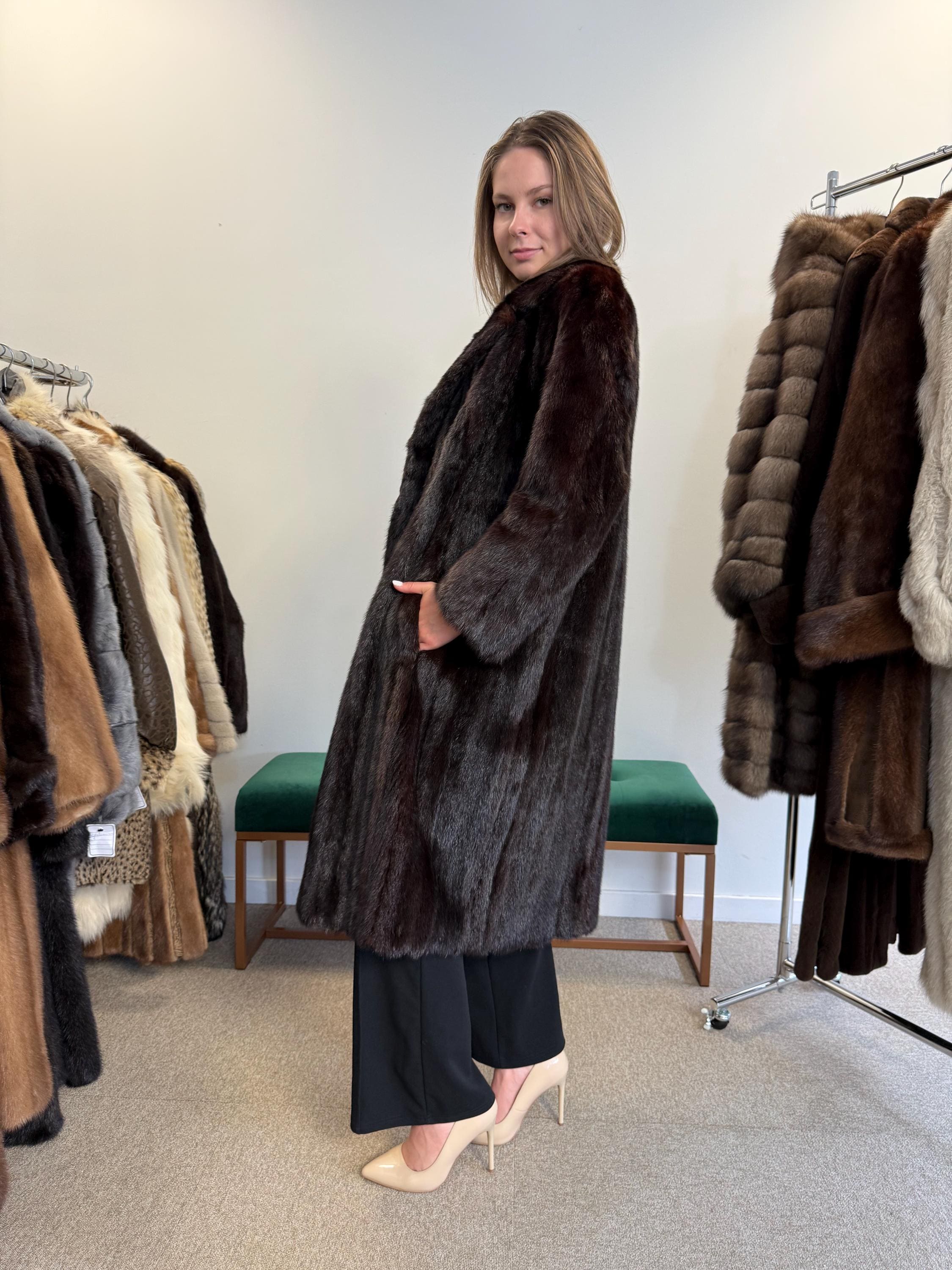 Saga Mink Coat, Dark Brown Mink Coat, XL Size, Fur Coat, Real Fur Coat, Vintage Fur Coat, Women's Fur Coat, Mink Coat, Brown Fur Coat, Mink