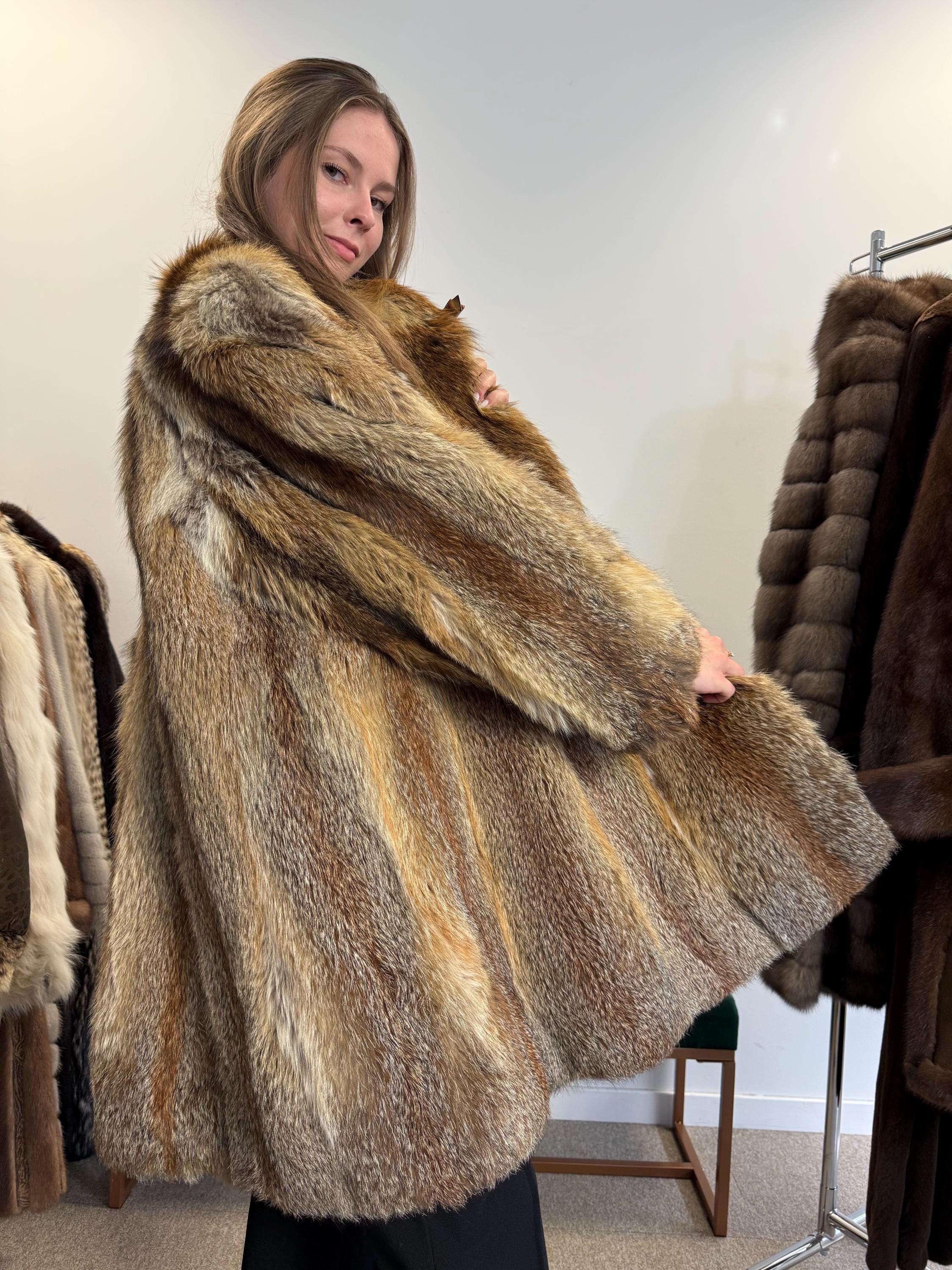 Red Fox Fur Coat, XXL Size, Fox Fur Coat, Red Fox Coat, Thick Fox Fur Coat, Vintage Fur Coat, Red Fox Fur Jacket, Women's Fur Coat, Fox Fur