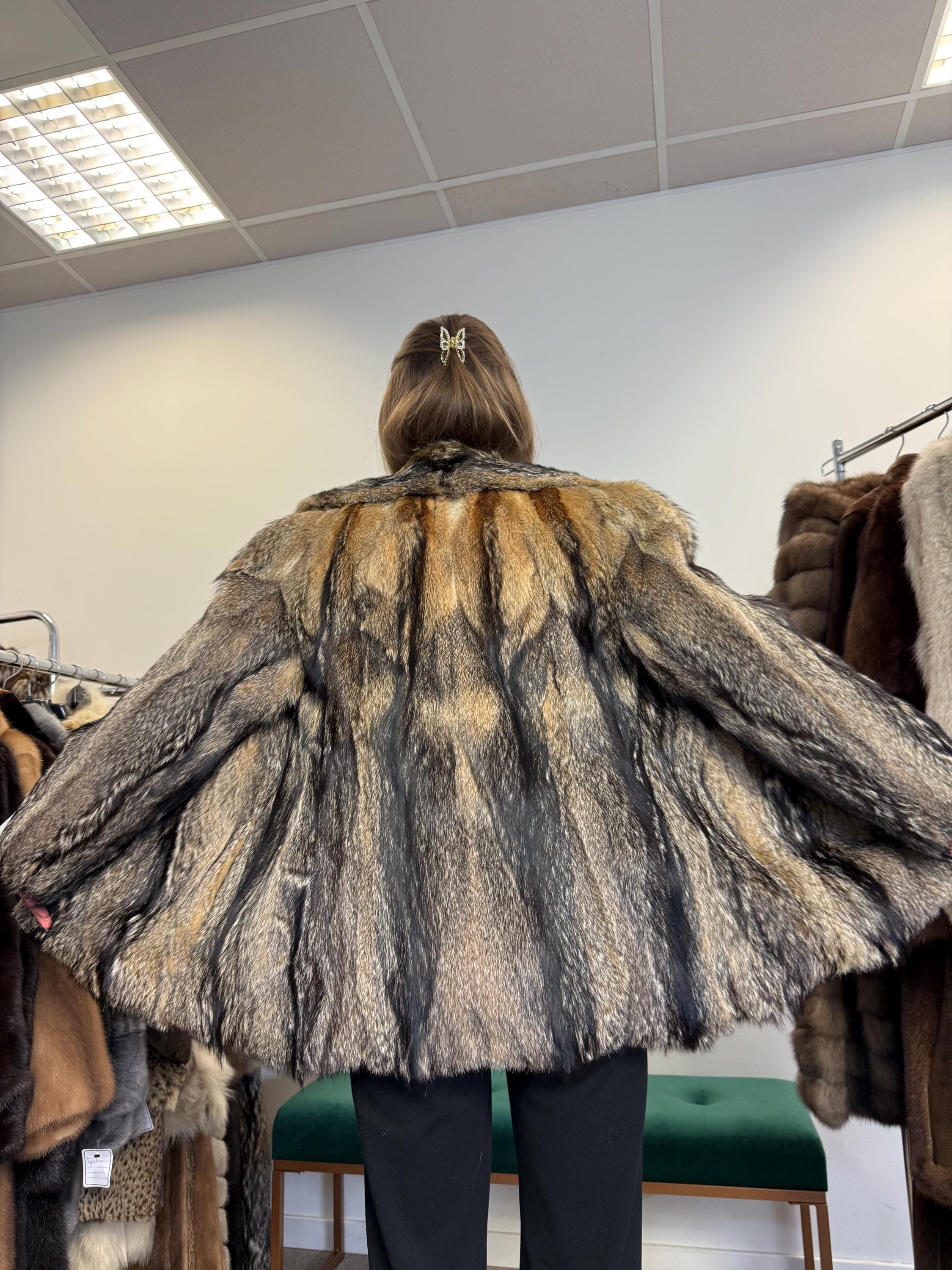 Small Coyote Fur Jacket, Real Fur Jacket, Women's Fur Jacket, Real Coyote Fur, Coyote Jacket, Vintage Fur Coat, Women's Vintage Coat, Fur