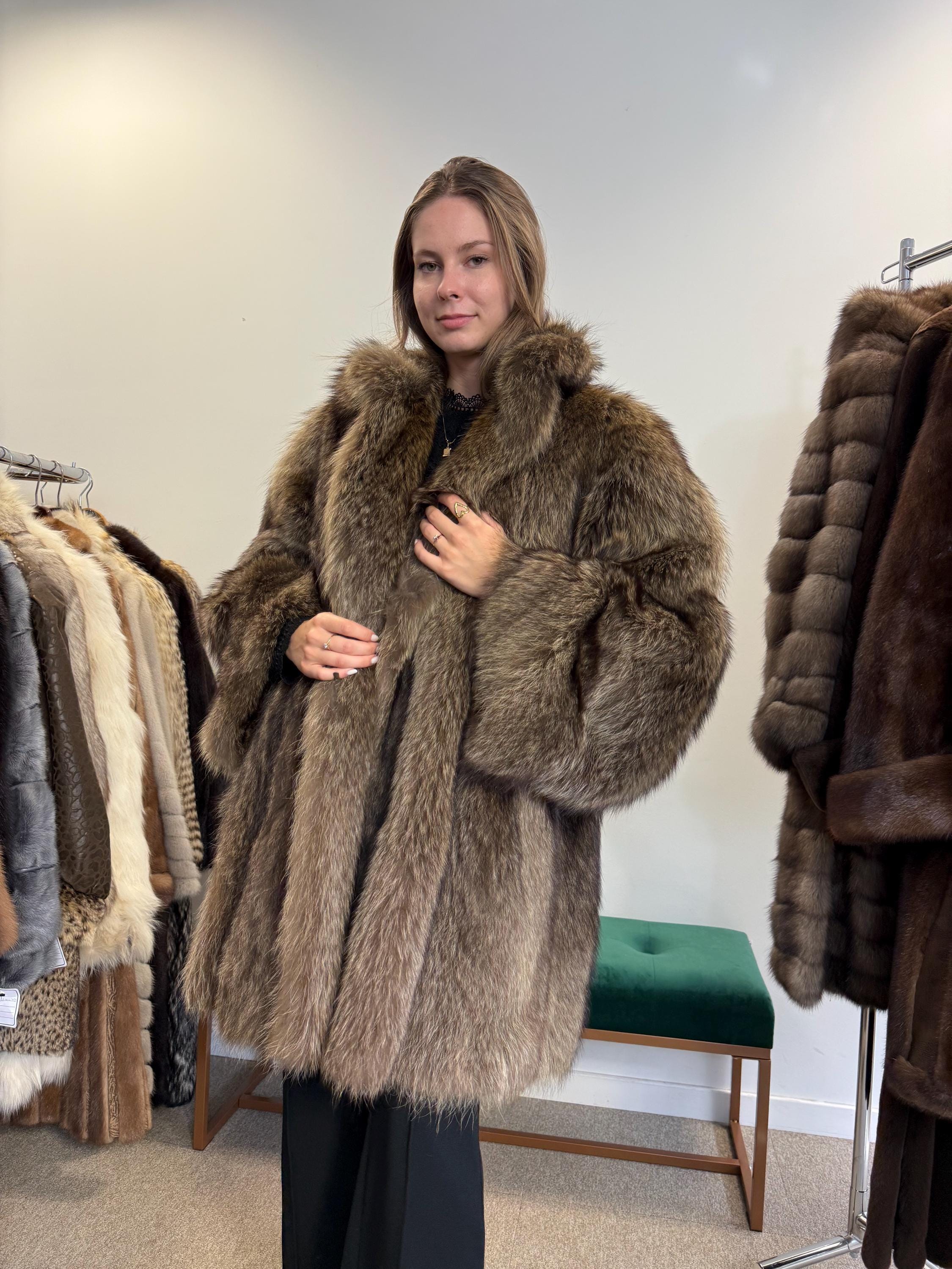 Raccoon Fur Coat, 4XL Size, One Size, Real Fur Coat, Raccoon Coat, Silver Raccoon Fur, Vintage Fur Coat, Soft Raccoon Coat, Womens Fur Coat