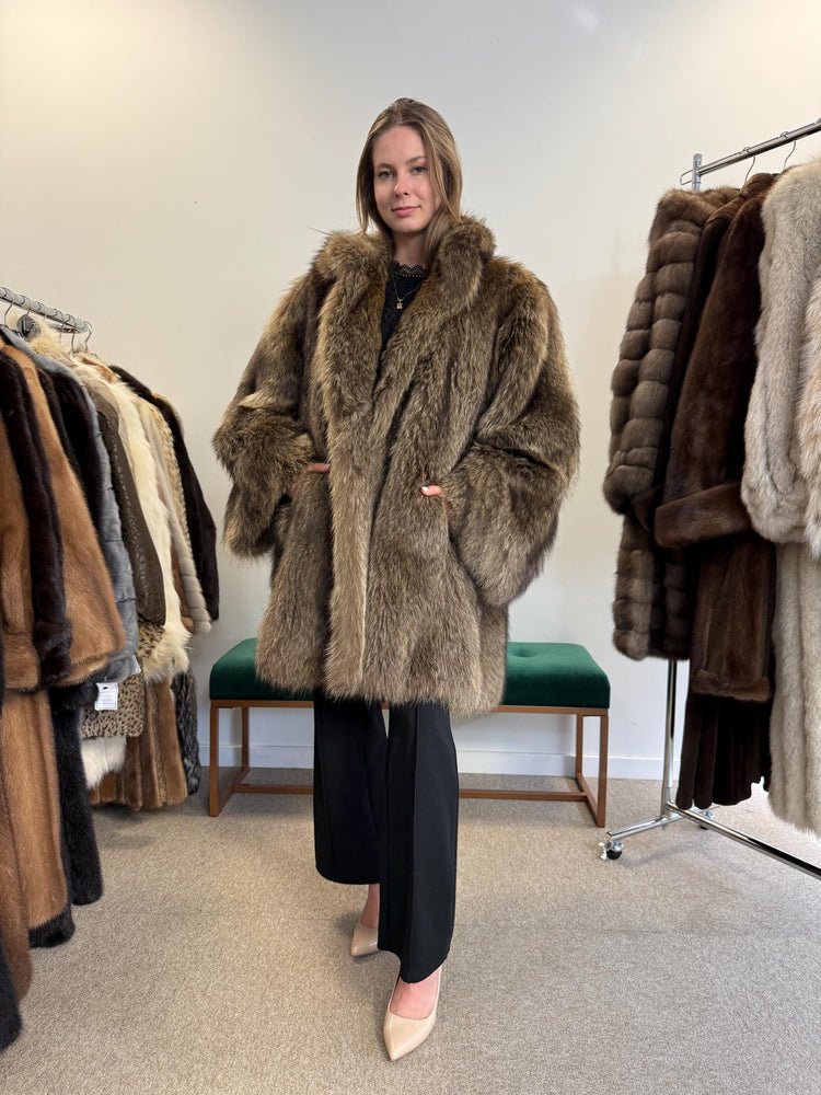 Raccoon Fur Coat, 4XL Size, One Size, Real Fur Coat, Raccoon Coat, Silver Raccoon Fur, Vintage Fur Coat, Soft Raccoon Coat, Womens Fur Coat
