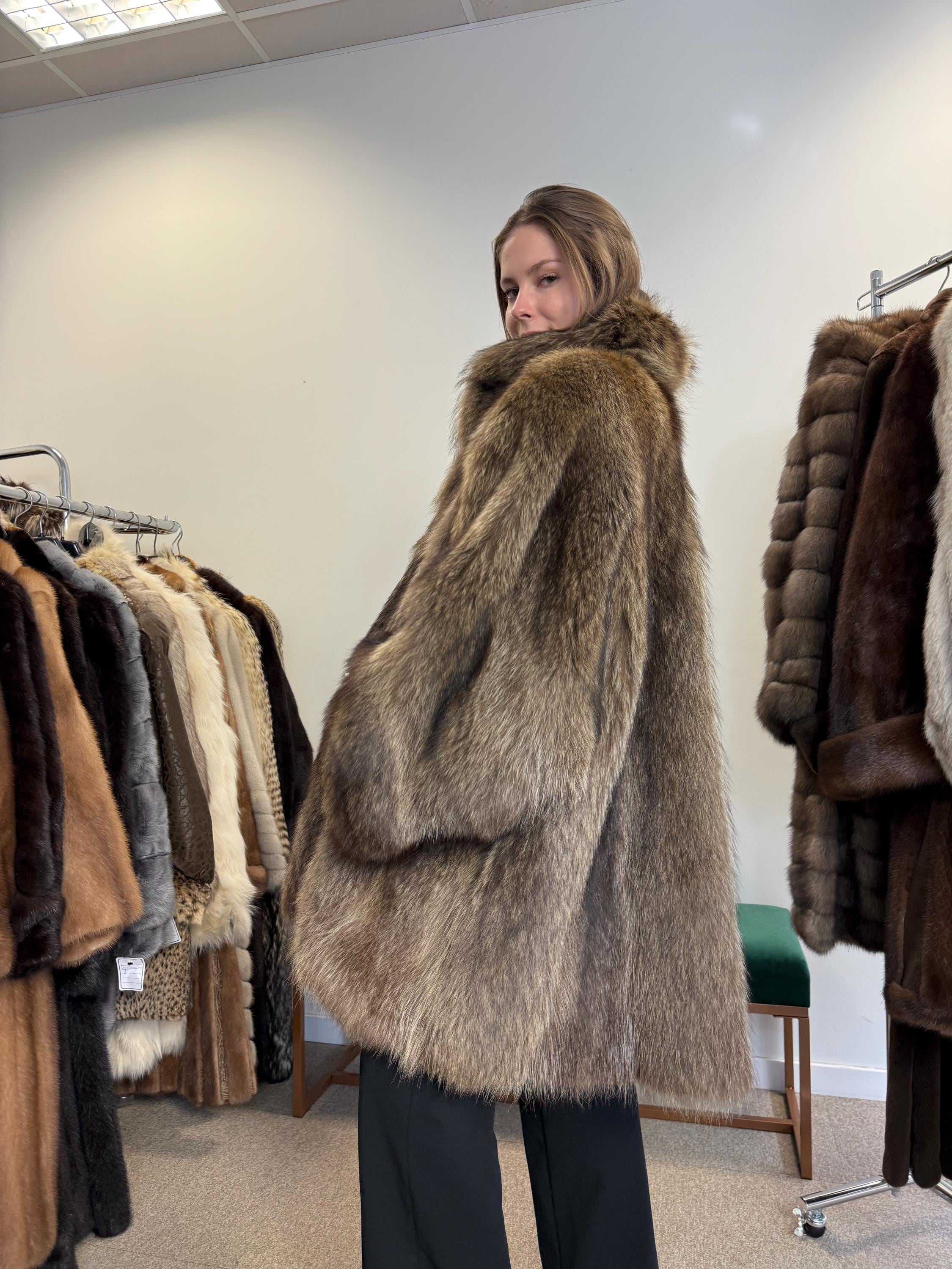 Raccoon Fur Coat, 4XL Size, One Size, Real Fur Coat, Raccoon Coat, Silver Raccoon Fur, Vintage Fur Coat, Soft Raccoon Coat, Womens Fur Coat