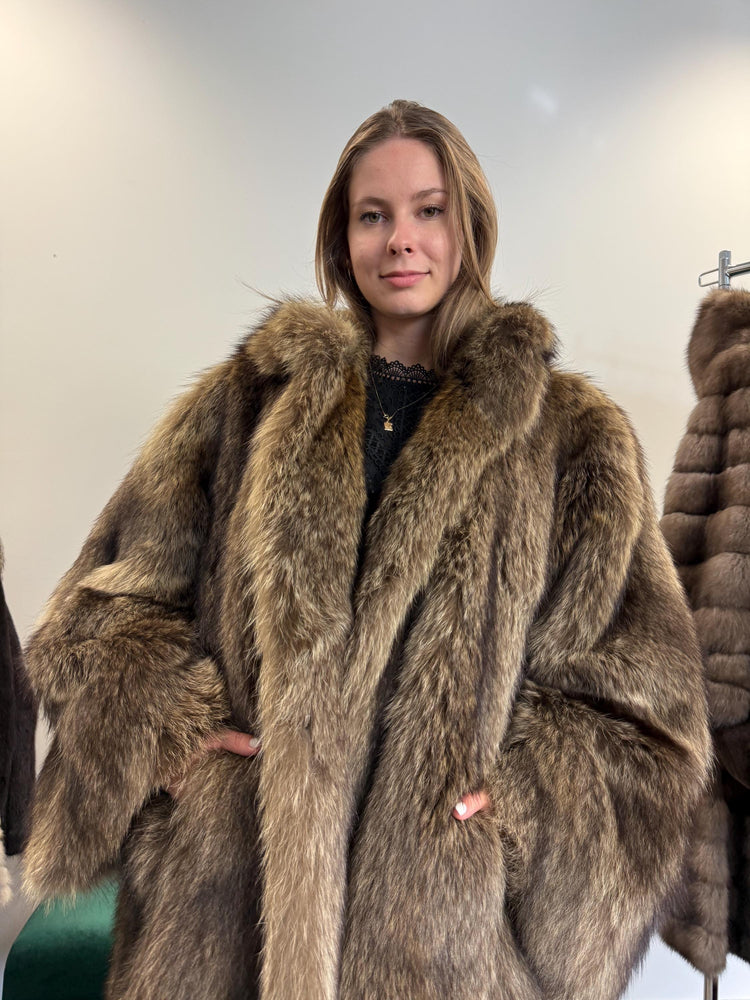 Raccoon Fur Coat, 4XL Size, One Size, Real Fur Coat, Raccoon Coat, Silver Raccoon Fur, Vintage Fur Coat, Soft Raccoon Coat, Womens Fur Coat