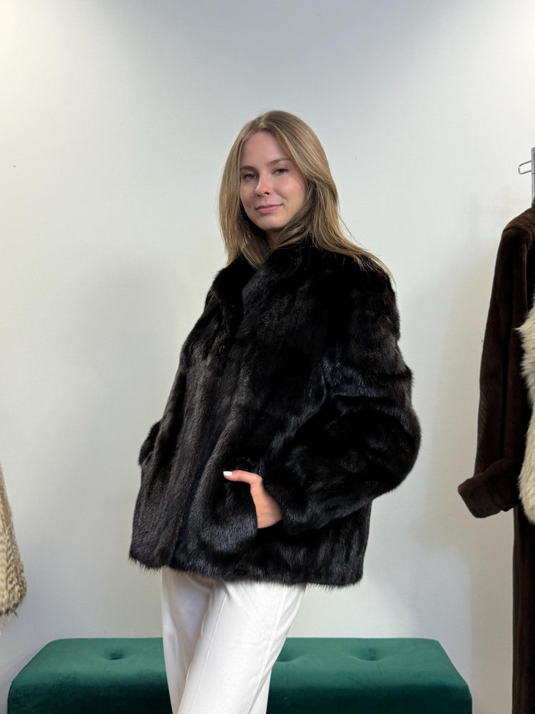 Dark Brown Mink Fur Jacket, Large Size, Fur Jacket, Real Fur Jacket, Vintage Fur Coat, Women's Fur Jacket, Mink Jacket, Brown Mink, Mink Fur