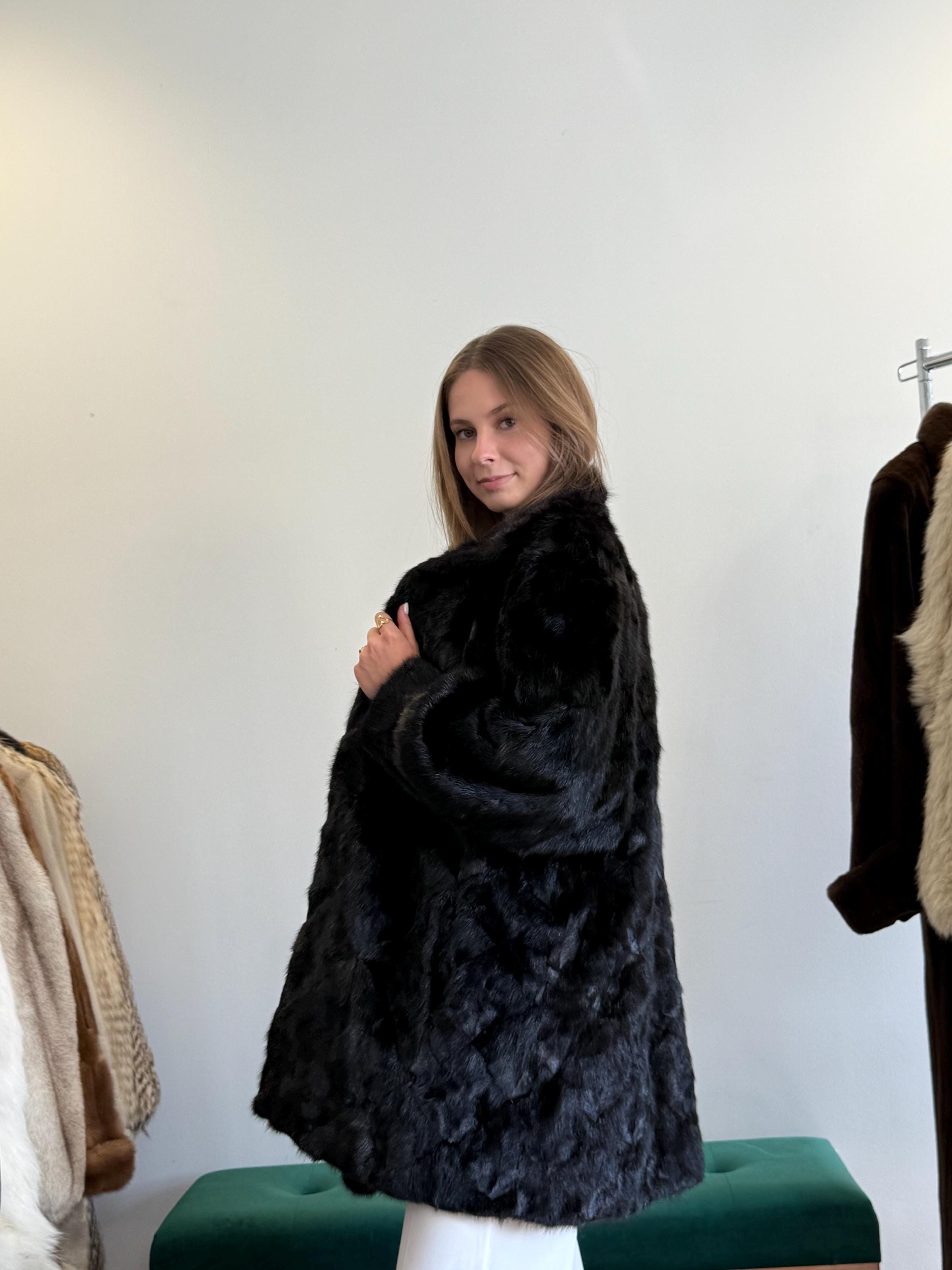 Dark Brown Mink Coat, XL Size, Fur Coat, Real Fur Coat, Vintage Fur Coat, Women's Fur Jacket, Mink Jacket, Brown Mink, Dark Brown Fur Coat